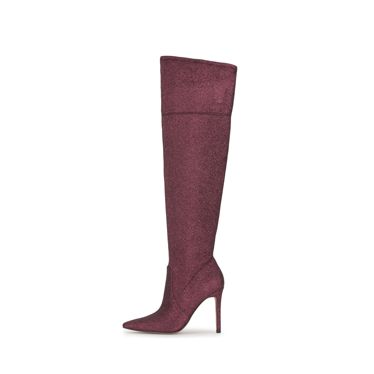 Cherry Red Glitter Pointed-Toe Half-Zip Over-The-Knee Stiletto Boots