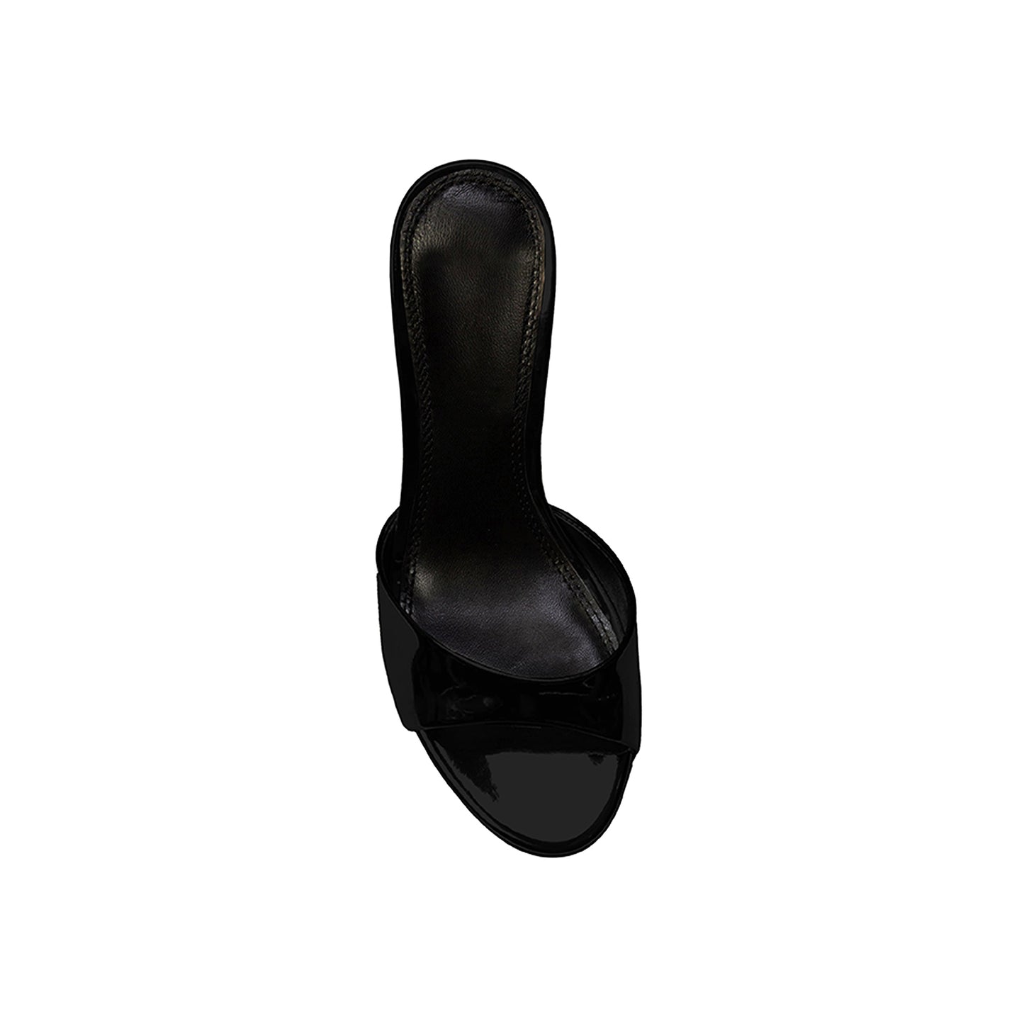 Patent Black Round-Toe Simple Sleek Backless High Heels