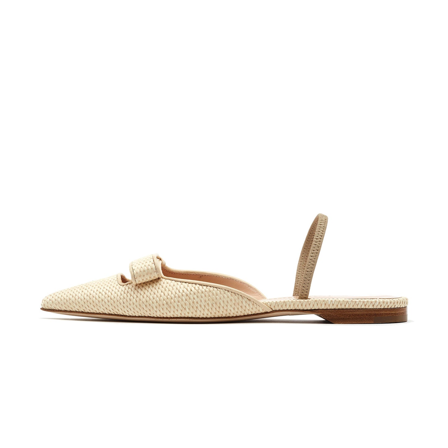Nude Woven Pointed-Toe Slingback Flats