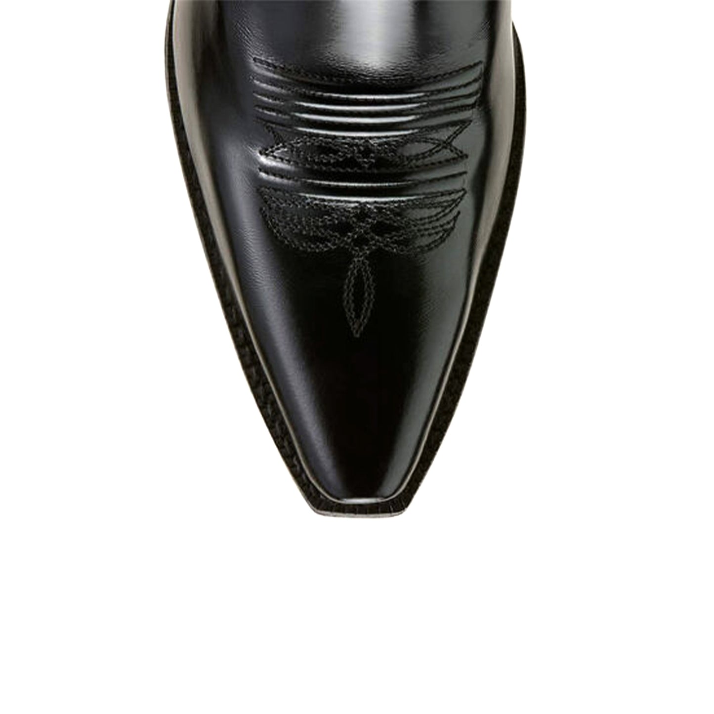 Patent Black Snip-Toe Classic Embroidery Wide Calf Knee High Cowgirl Boots