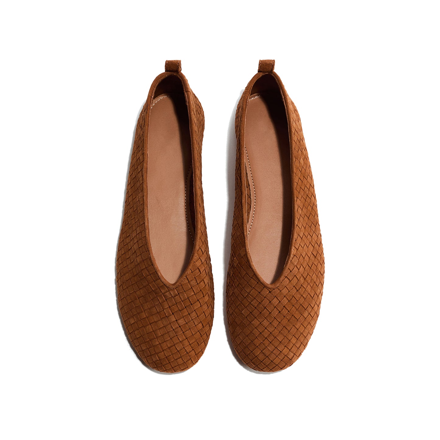 Coffee Woven Faux Suede Square-Toe Slip-On Classic Ballet Flats