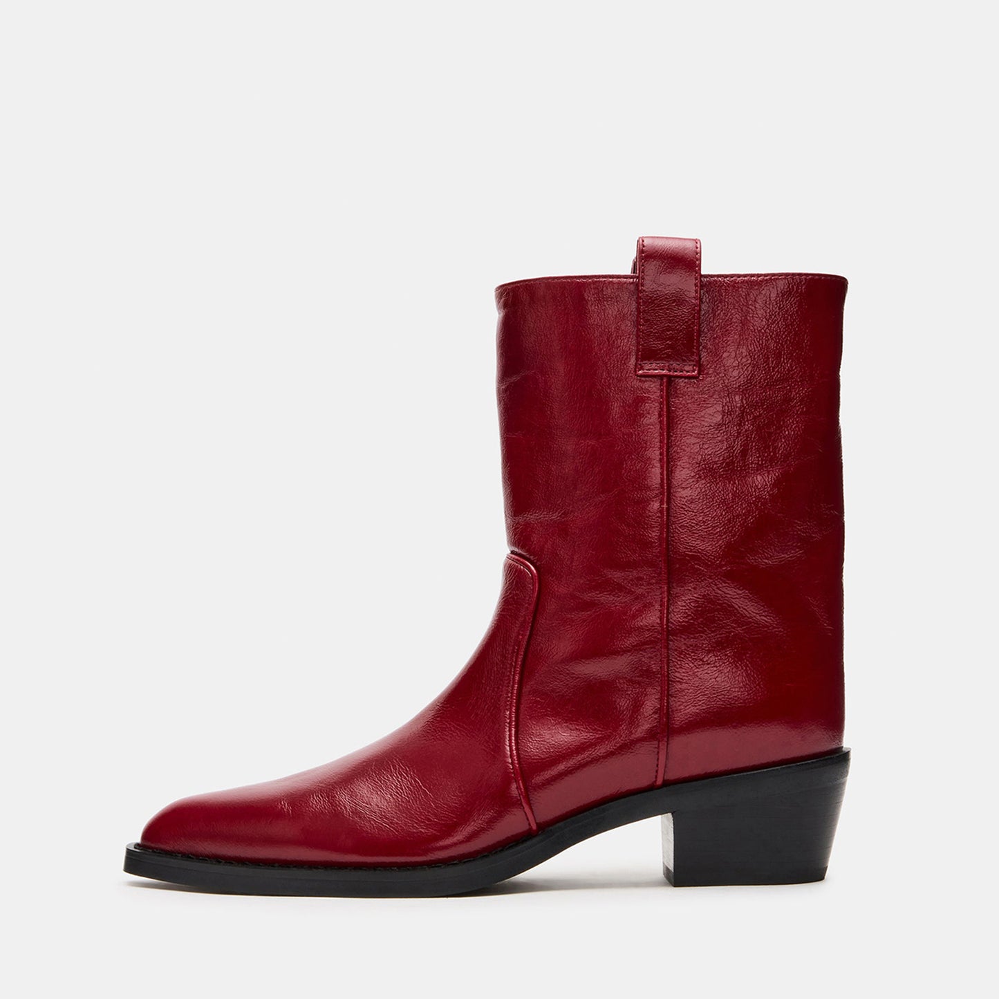 Red Snip-Toe Chic Slip-On Ankle Cowgirl Boots