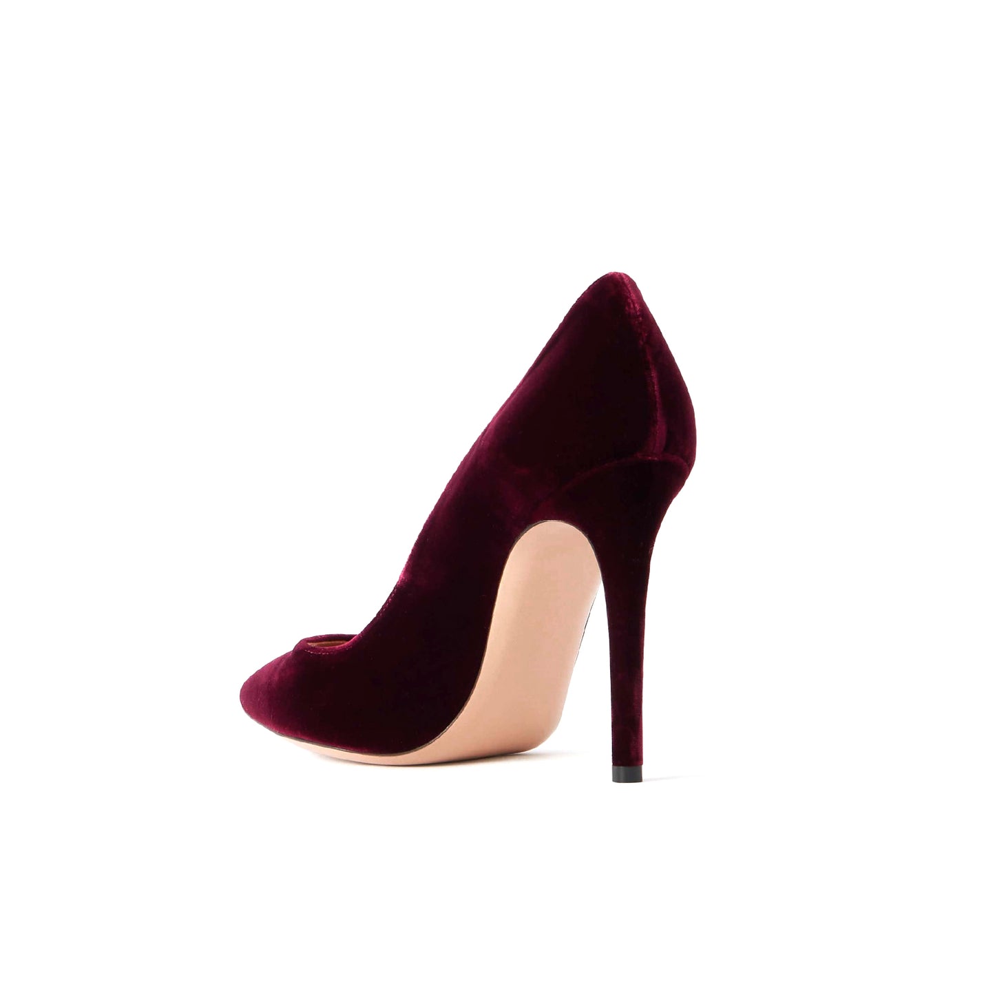 Burgundy Velvet Pointed-Toe Slip-On Classic High Heels