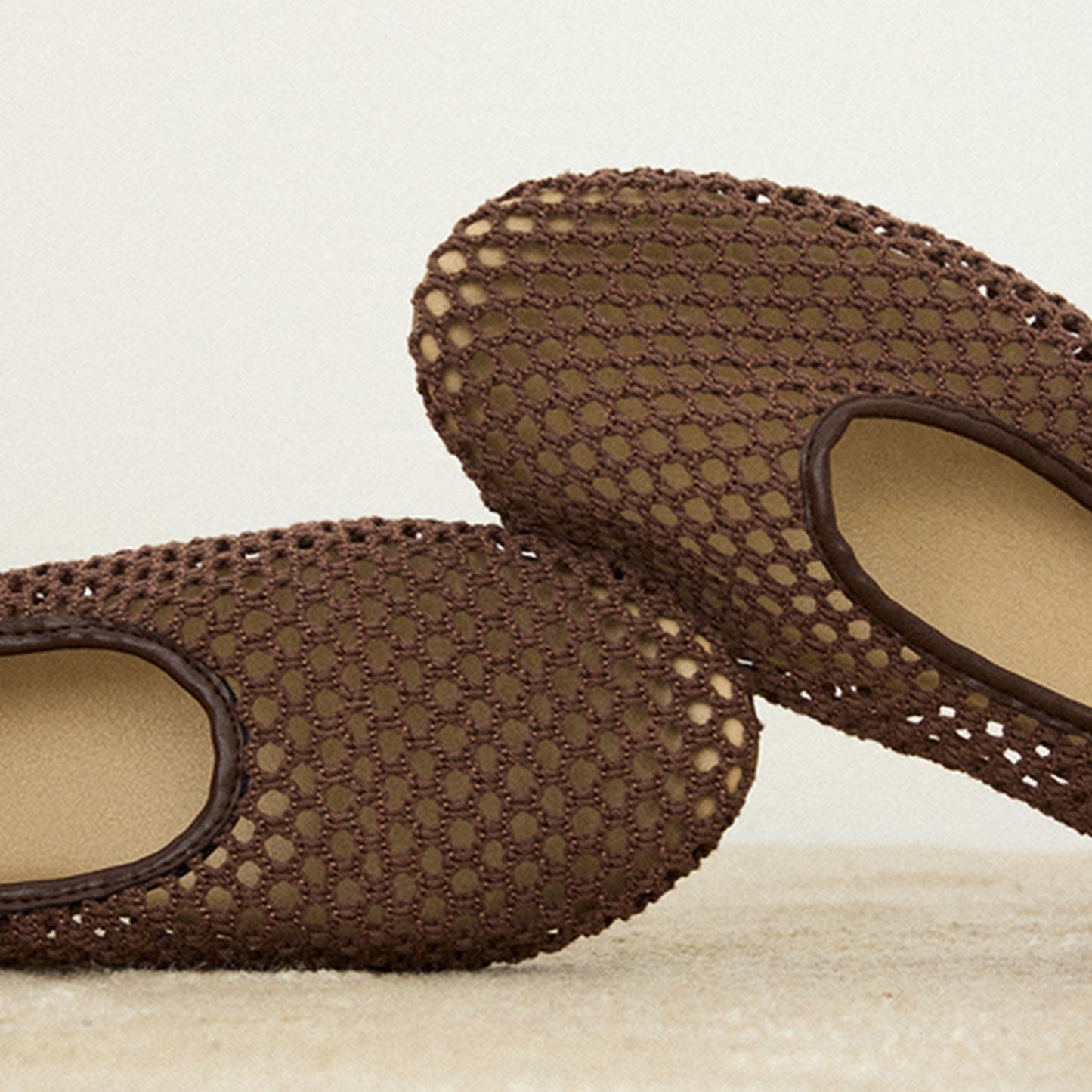 Chocolate Woven Vegan Leather Round-Toe Slip-On Stylish Flats