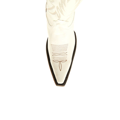 Sand Snip-Toe Embroidery Half-Zip Knee High Tall Cowgirl Boots