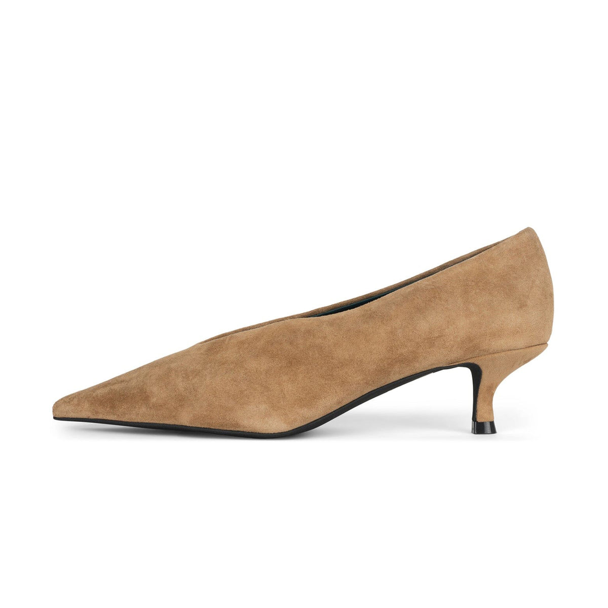 Camel Faux Suede Pointed-Toe Slip-On Chic Kitten Heels