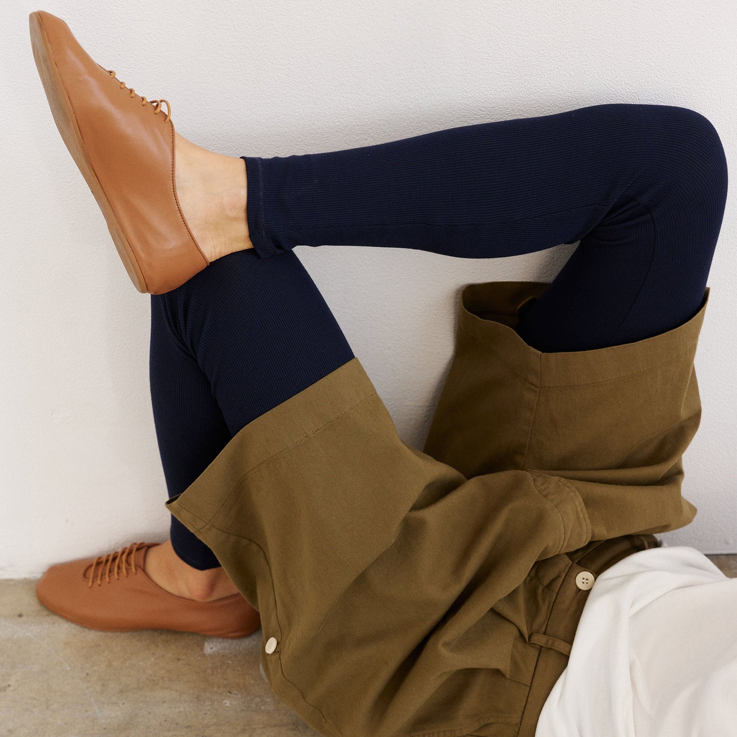 Camel Square-Toe Lace-Up Slip-On Slippers Flats