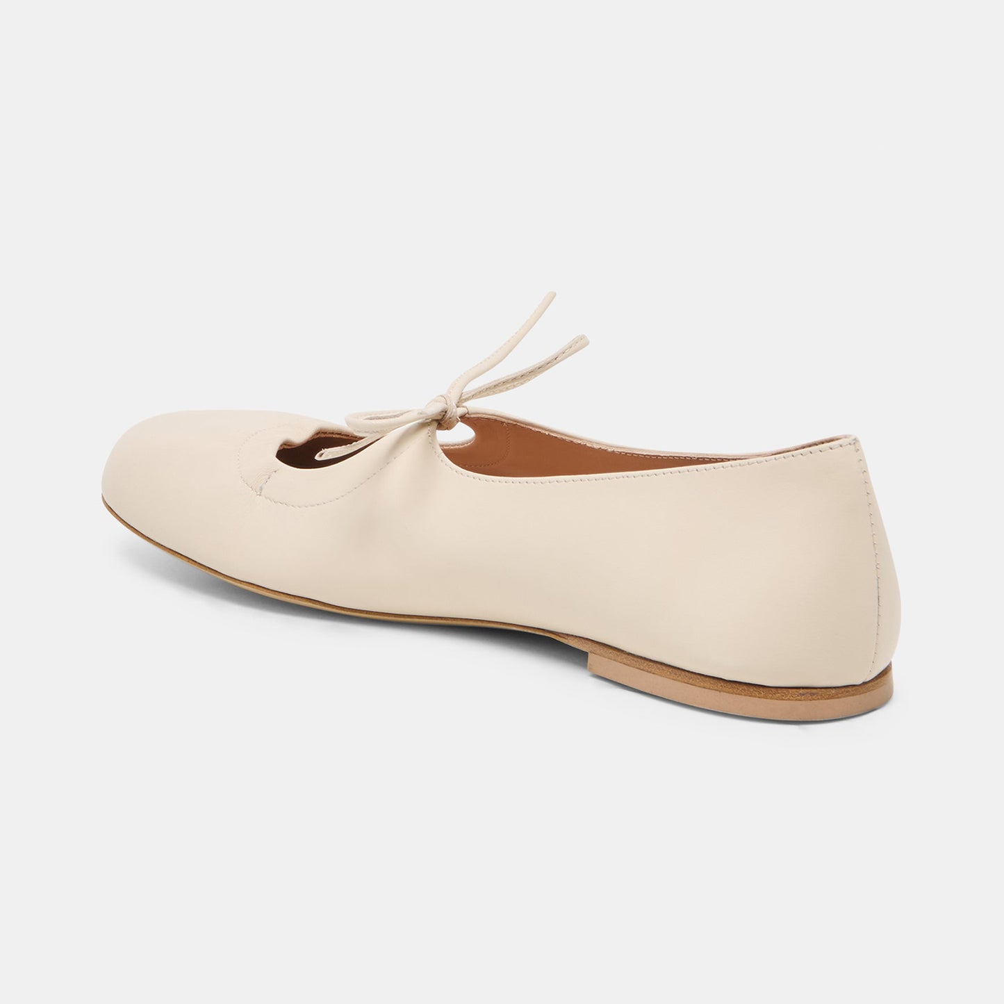 Ivory Round-Toe Middle Strap Slip-On Ballet Flats