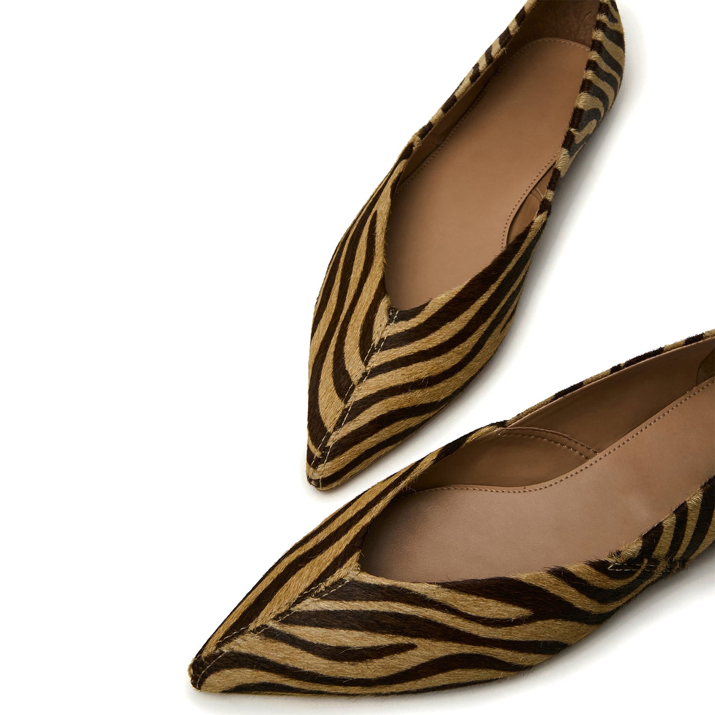 Zebra Print Pointed-Toe Slip-On Stylish Flats