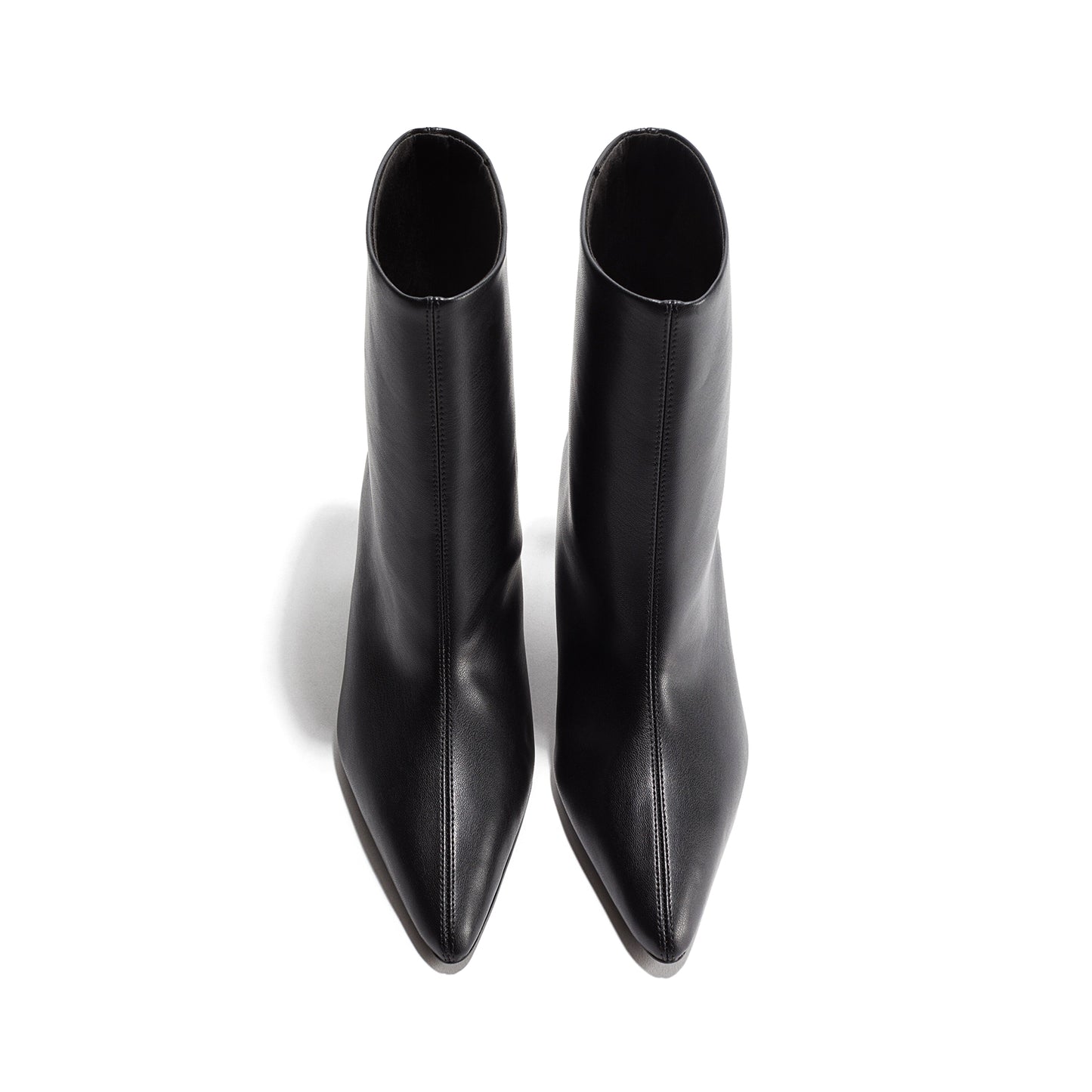 Black Vegan Leather Pointed-Toe Ankle Stiletto Boots
