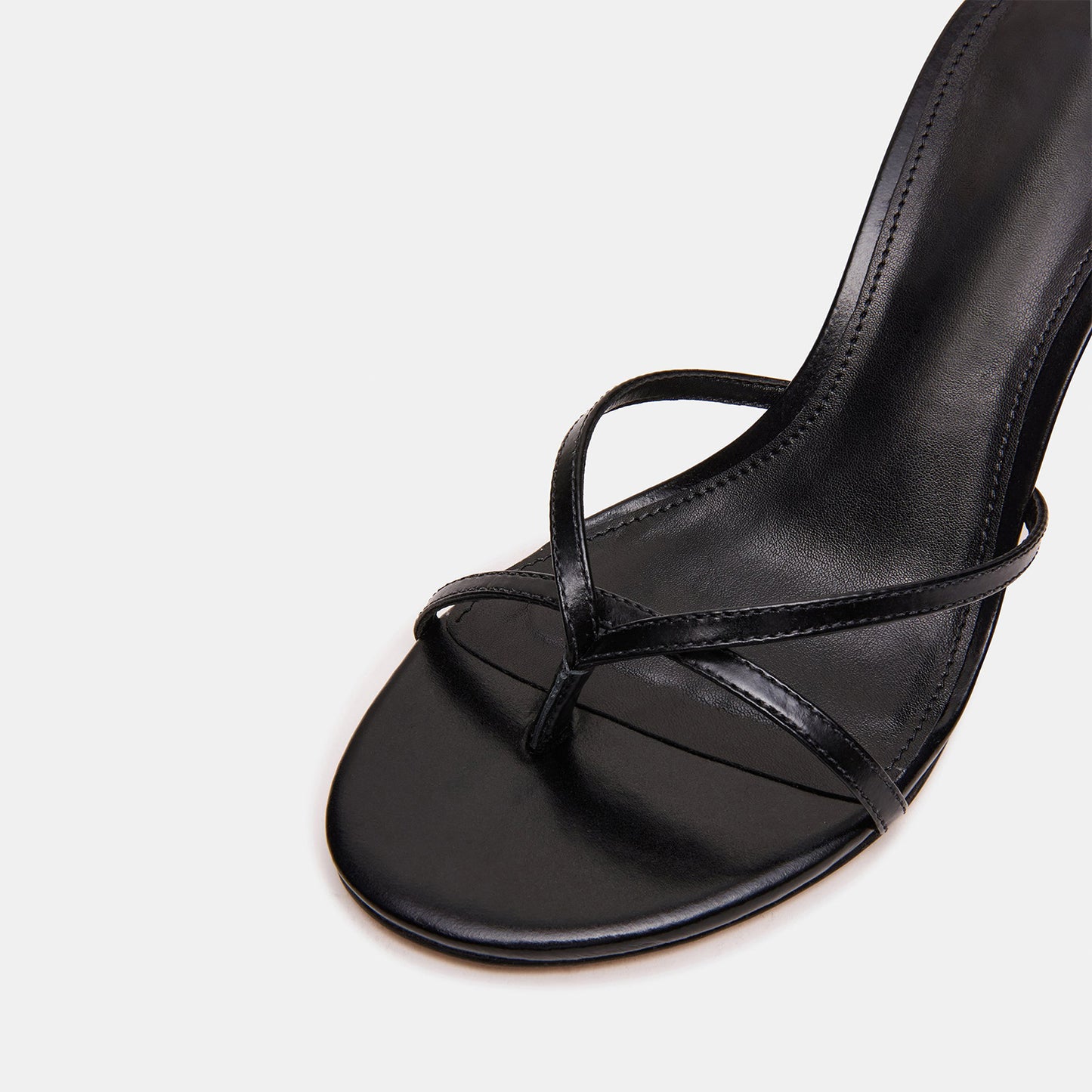 Black Round-Toe Flip-Flop Backless Kitten Heels