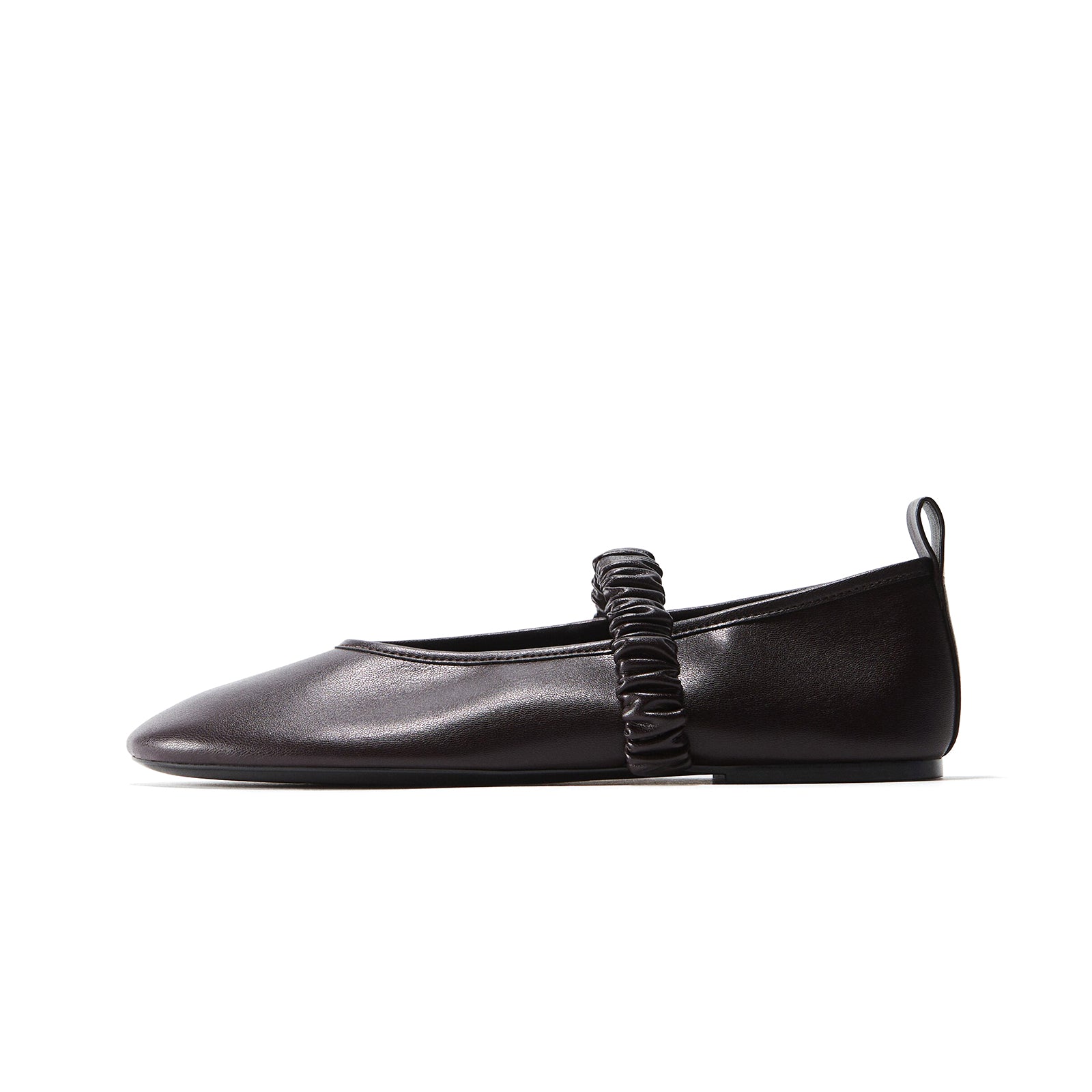 Bluegundy Reverse Bridge Burgundy Round-Toe Scrunchie Bridge Strap Ballet Flats – Epiluta