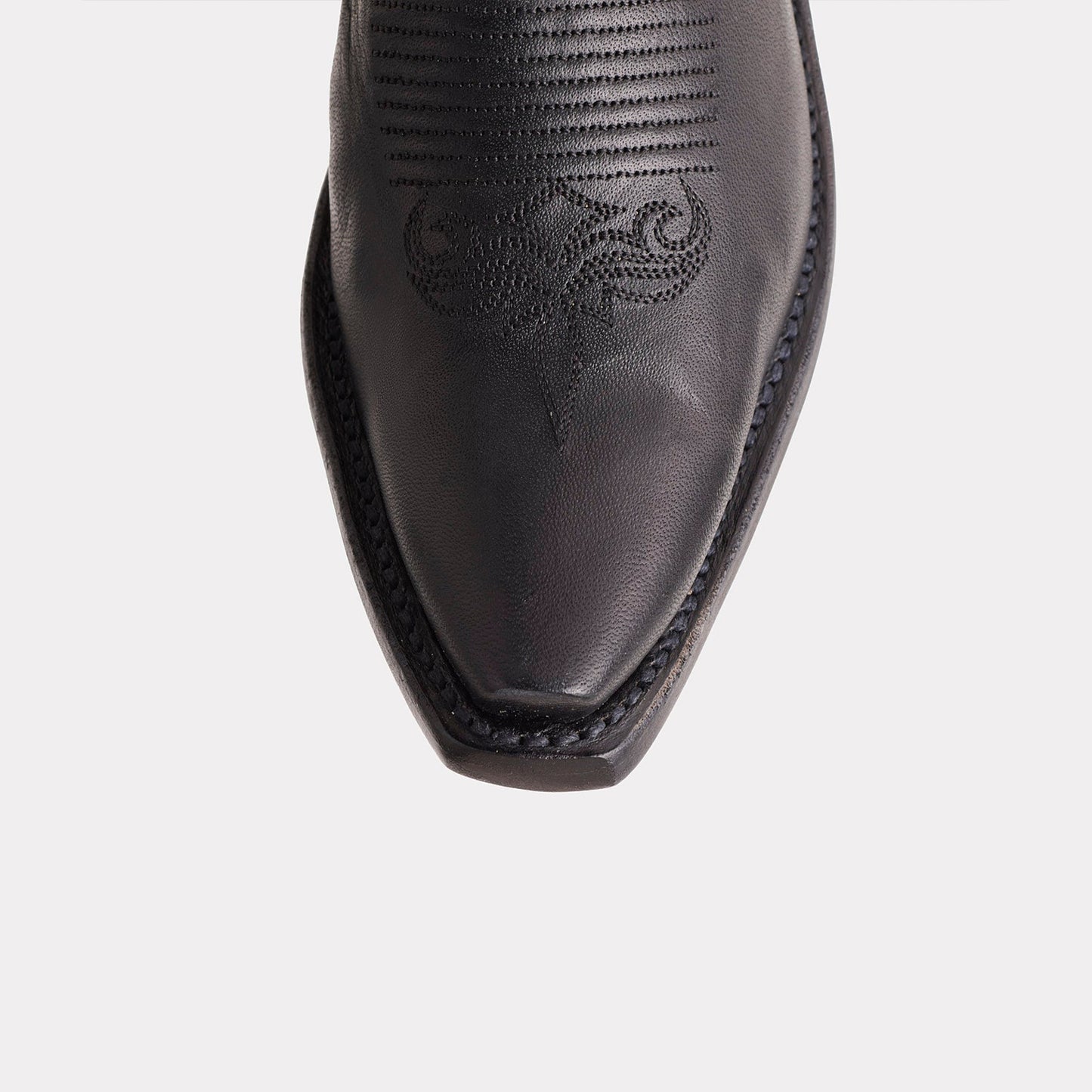 Black Snip-Toe Chic Embroidery Delicate Mid Calf Cowgirl Boots