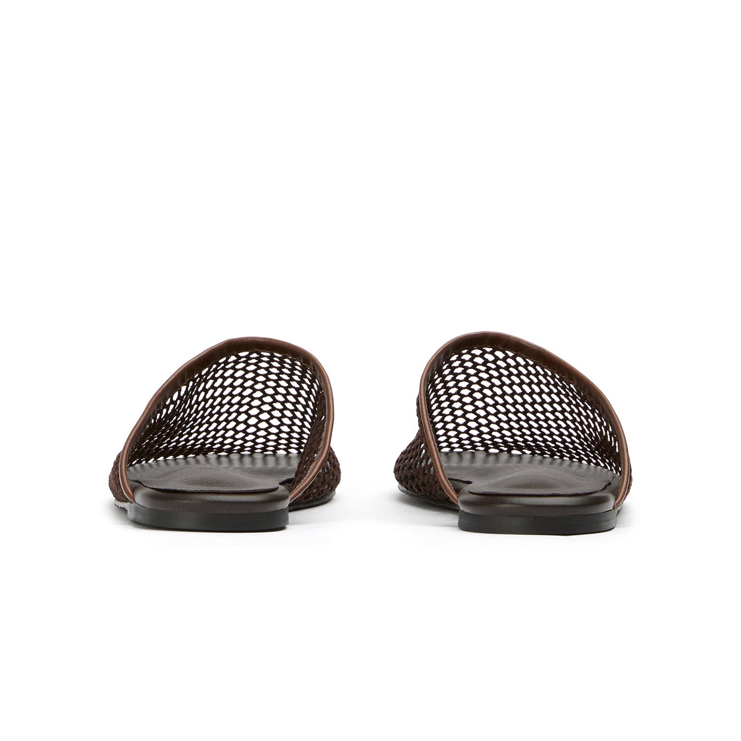 Chocolate Mesh Round-Toe Sleek Slip-On Backless Flats