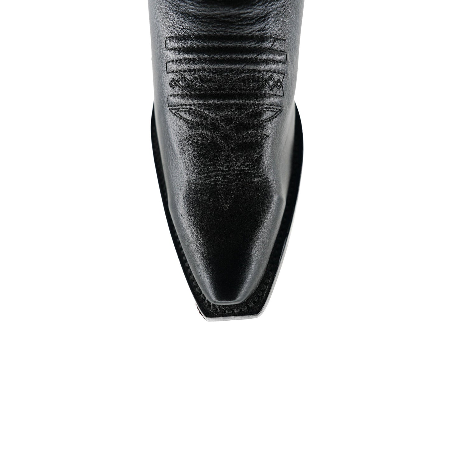 Black Contrast Faux Suede And Vegan Leather Snip-Toe Embroidery Half-Zip Knee High Cowgirl Boots