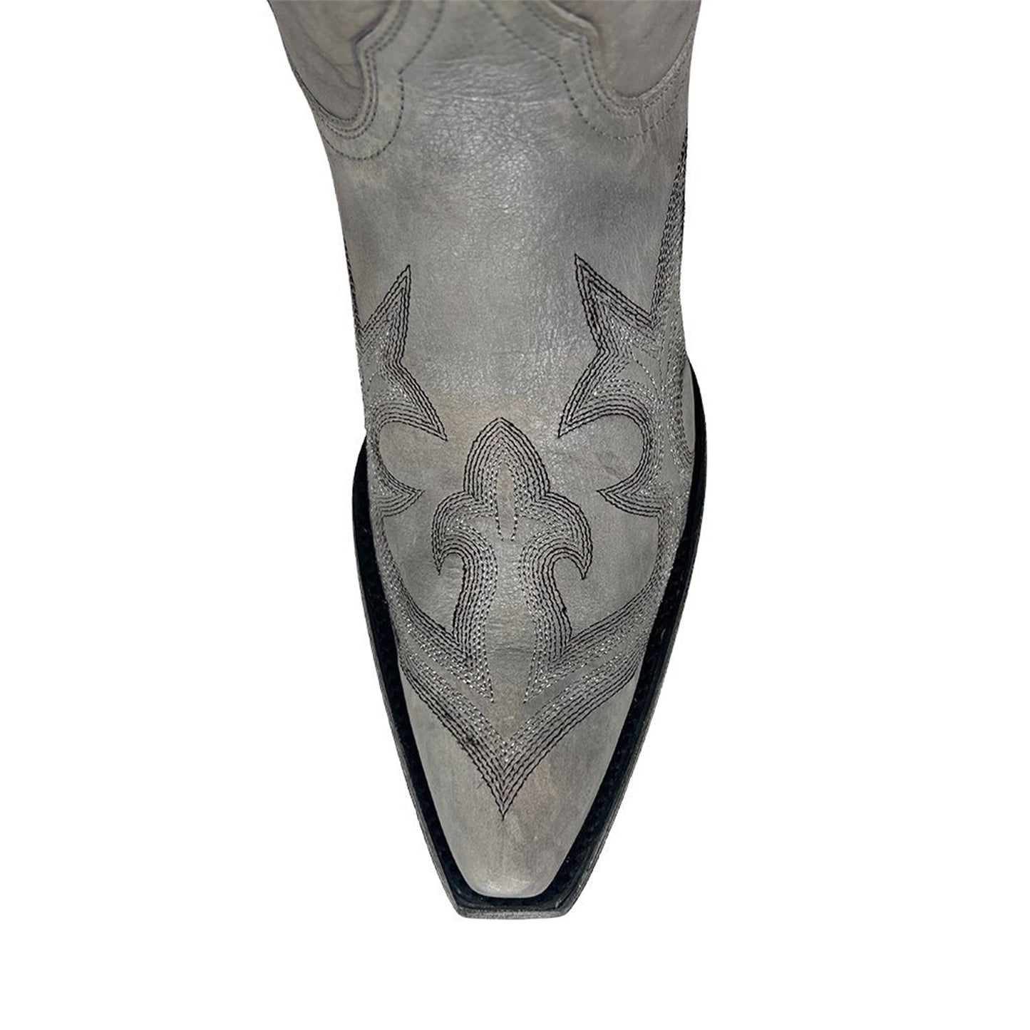 Gray Snip-Toe Delicate Embroidery Chic Cowgirl Boots