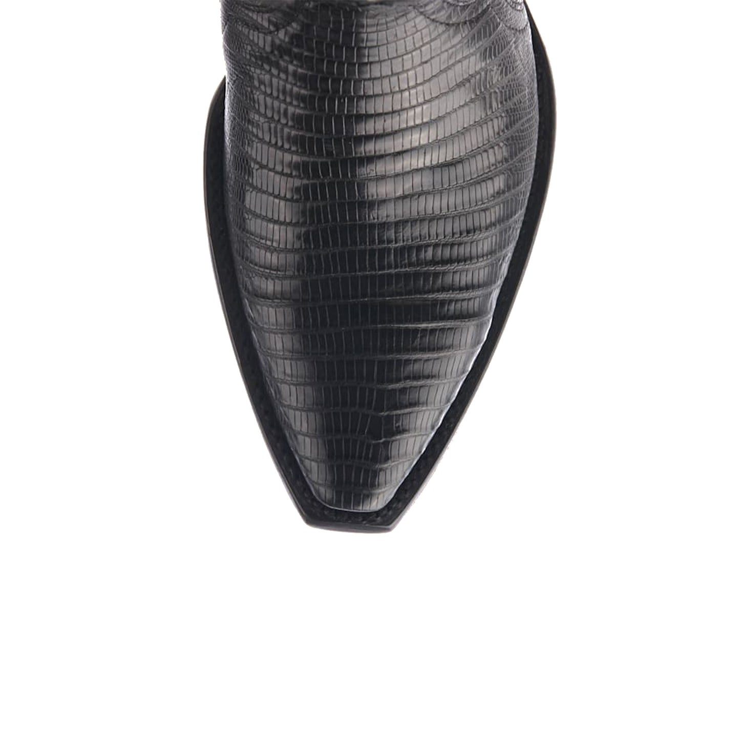 Black Contrast Vegan Leather And Lizard Print Snip-Toe Embroidery Classic Mid Calf Cowgirl Boots