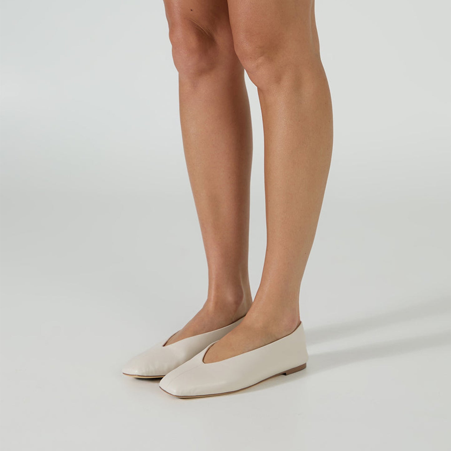 Ivory Chic Square-Toe Slip-On Flats
