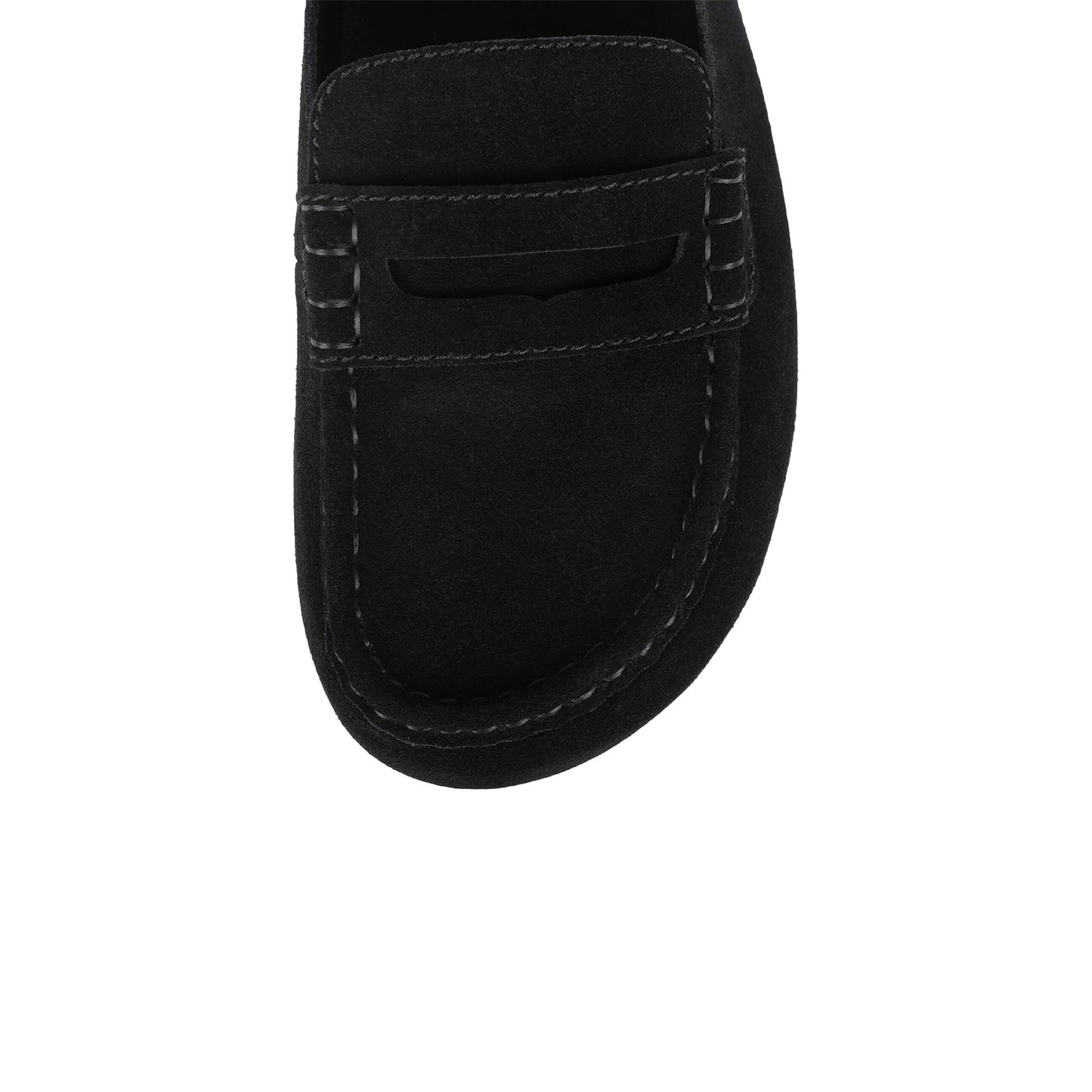 Black Faux Suede Square-Toe Simple Slip-On Mules Flats