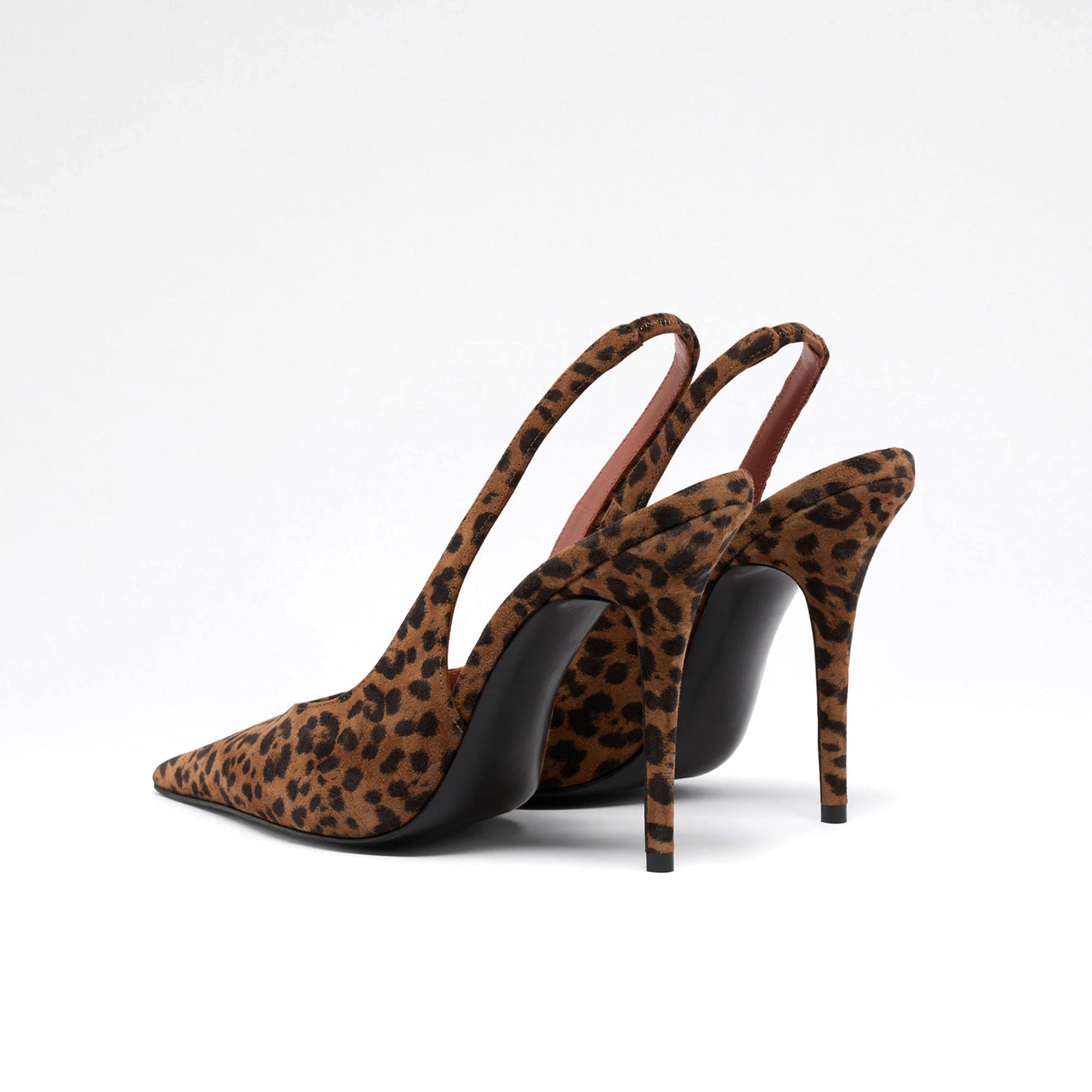 Leopard Faux Suede Pointed-Toe Classic Slingback High Heels