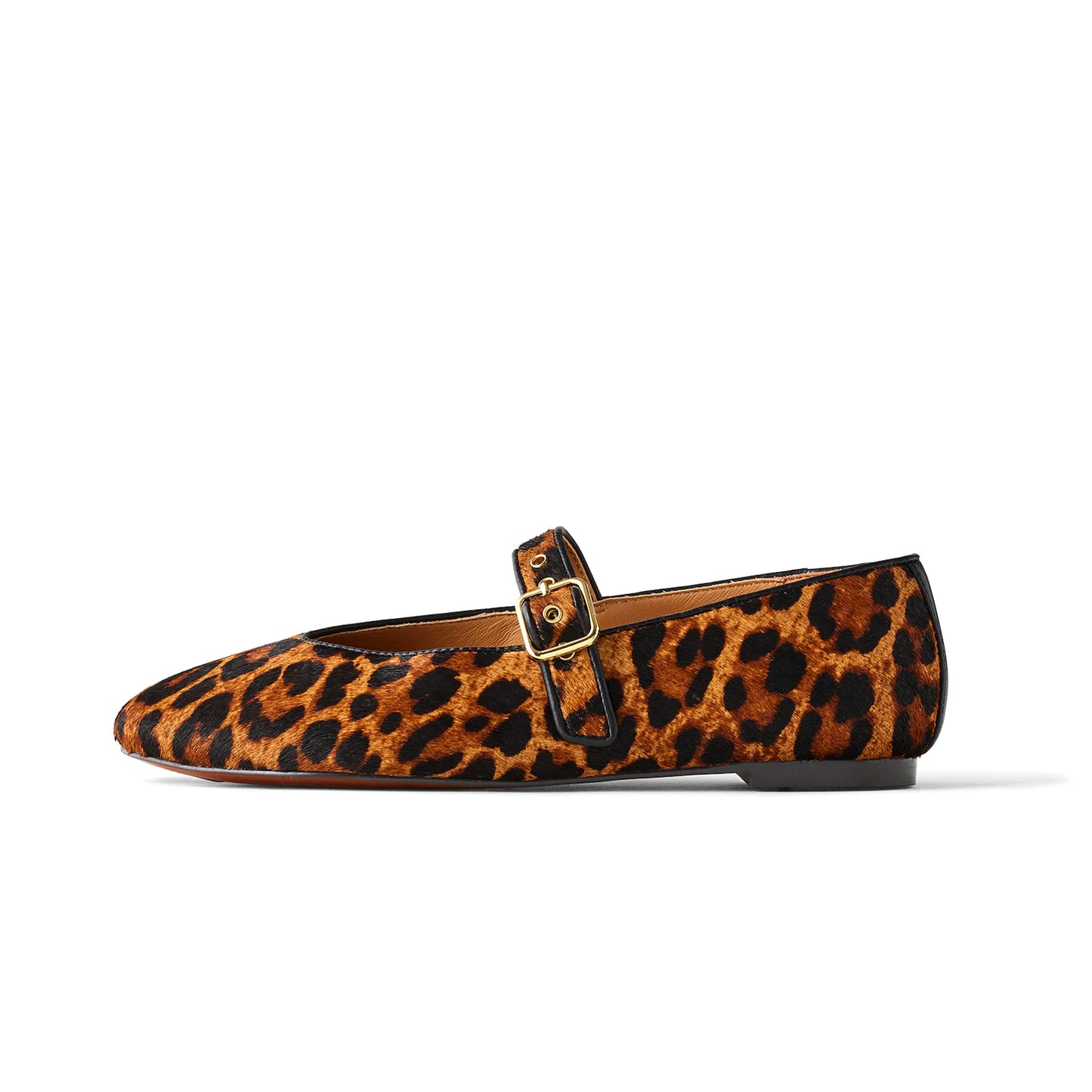 Leopard Print Round-Toe Mary Jane Classic Ballet Flats