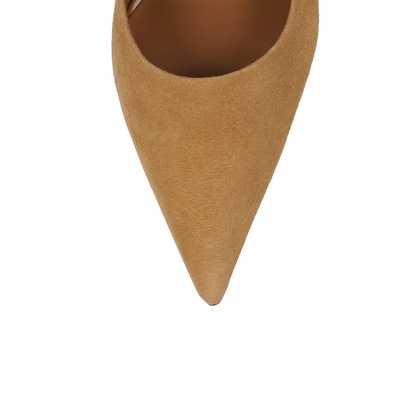 Camel Contrast Double Textures Pointed-Toe Backless High Heels