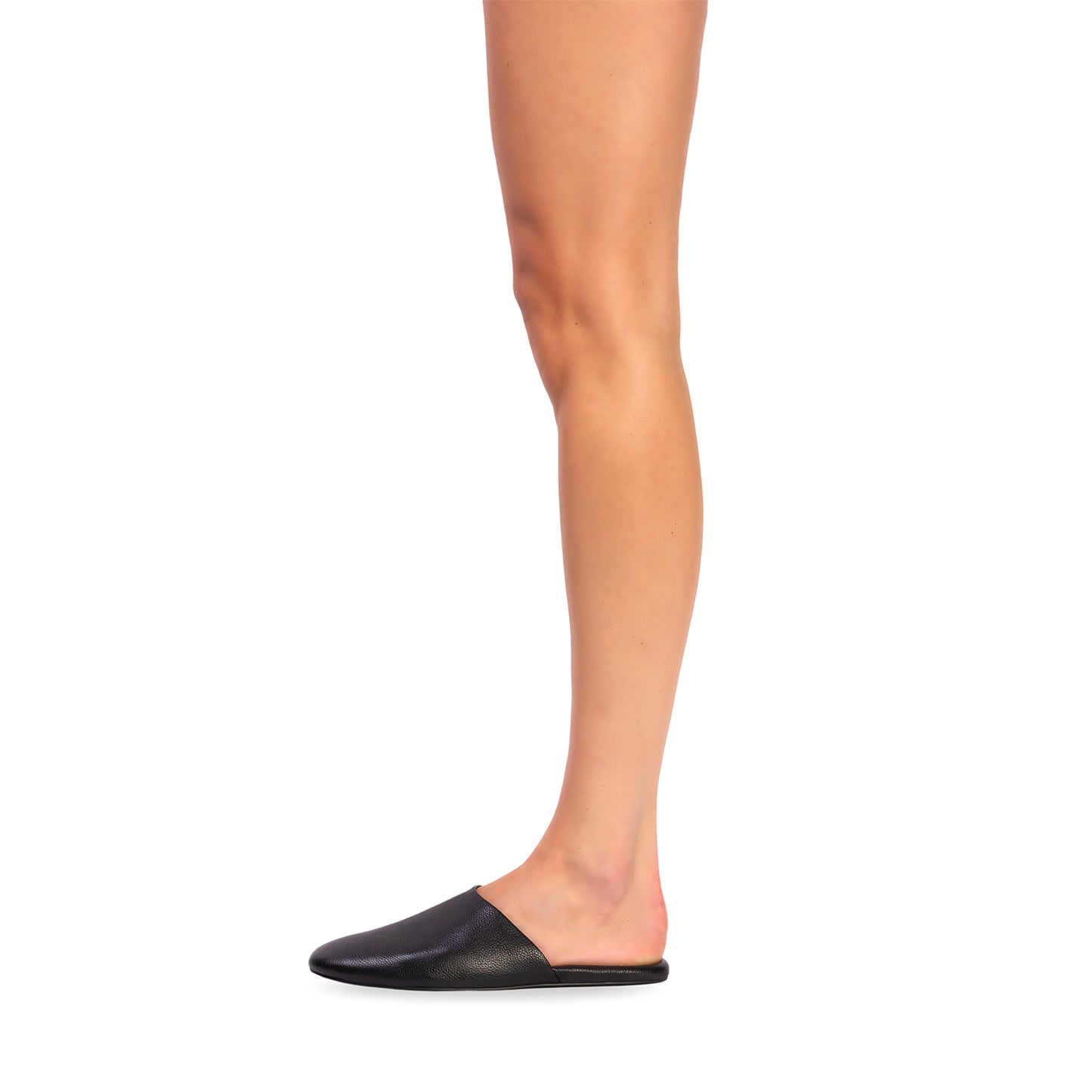 Black Round-Toe Simple Slip-on Backless Ballet Flats