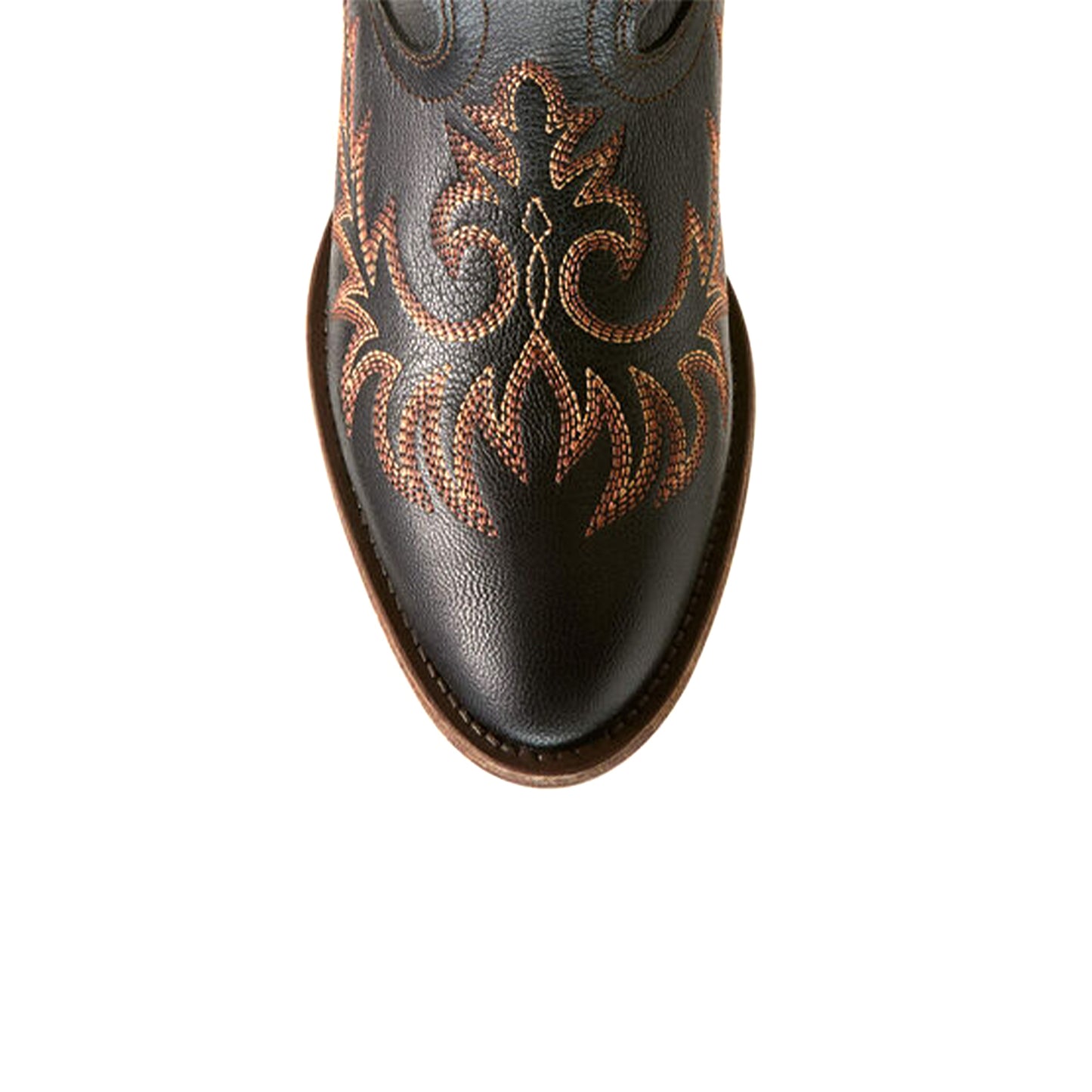 Black Round-Toe Stitching Ankle Cowgirl Boots