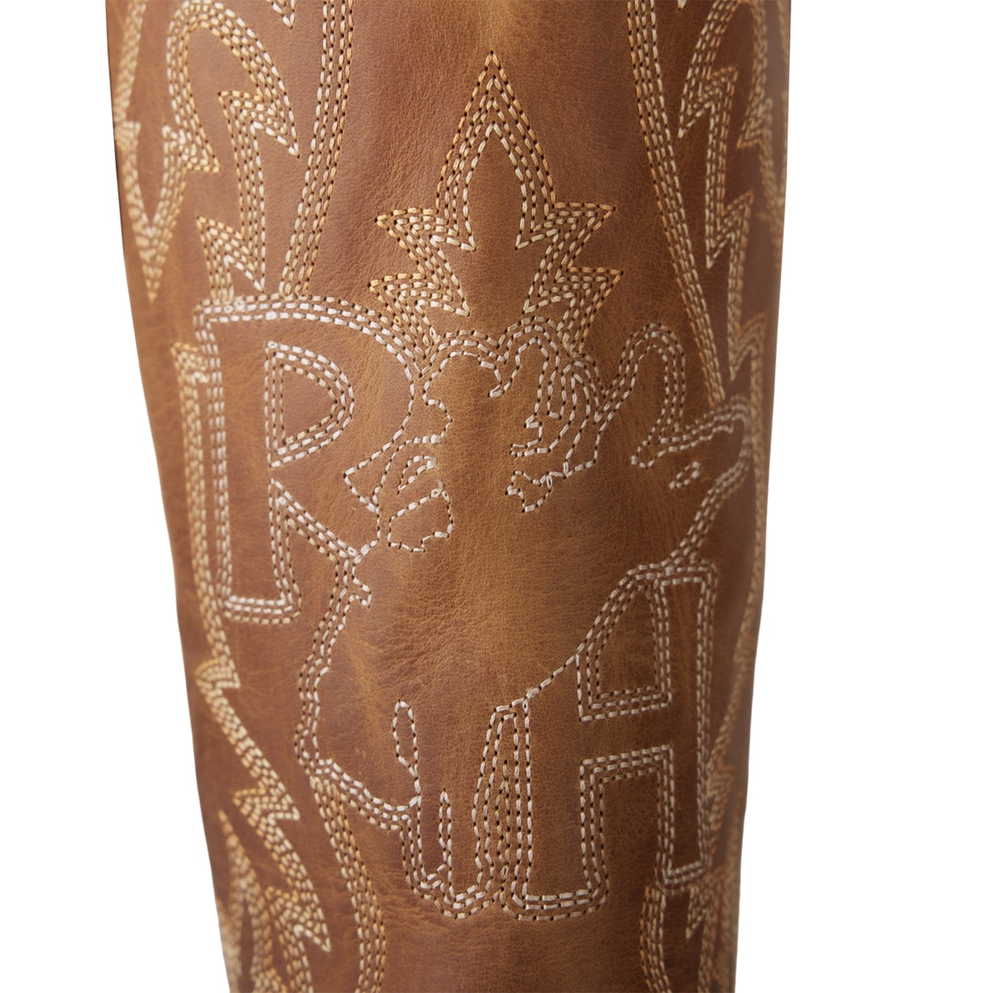 Contrast Brown And Black Faux Suede Square-Toe Chic Embroidery Mid Calf Cowgirl Boots