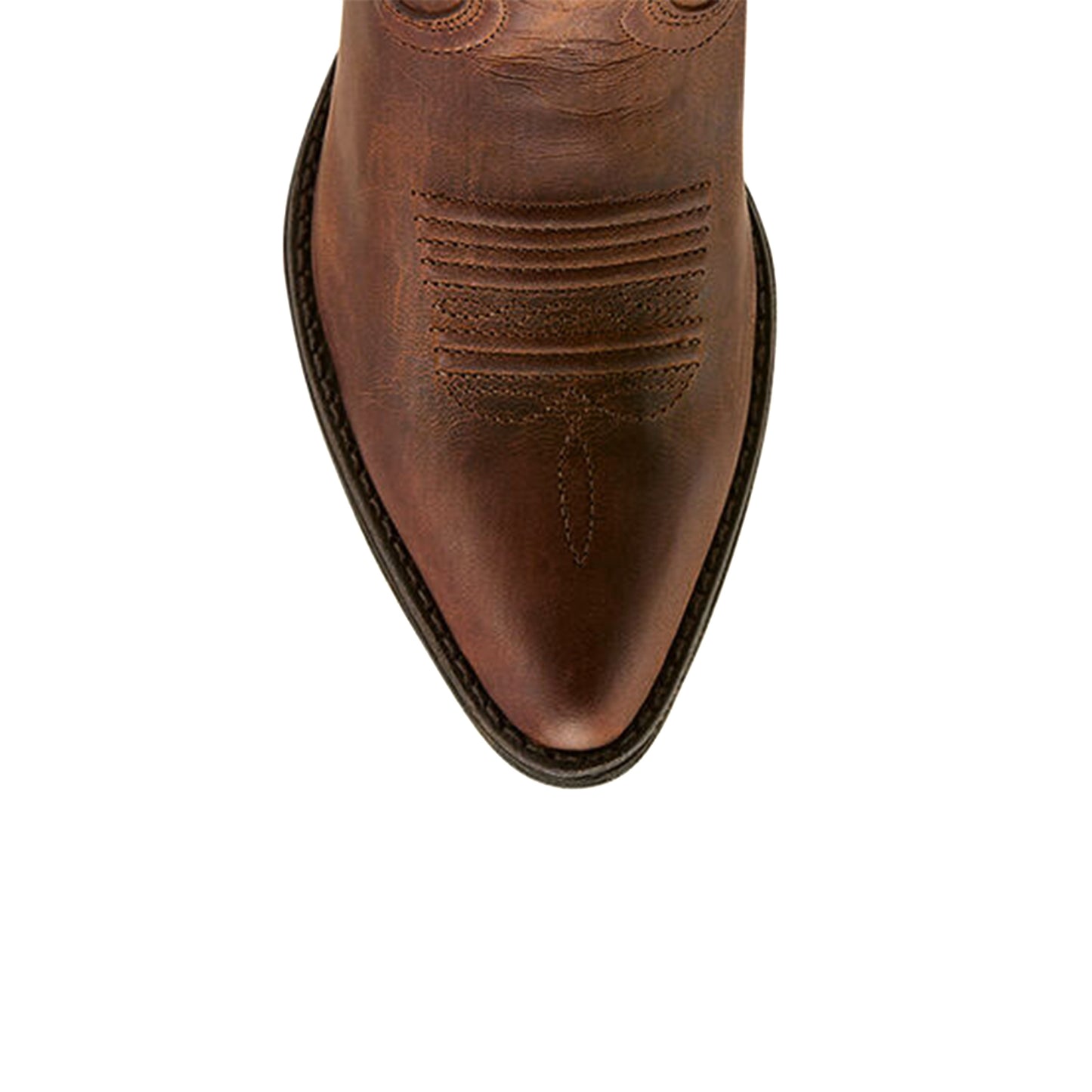 Brown Almond-Toe Stitch Ankle Cowgirl Boots