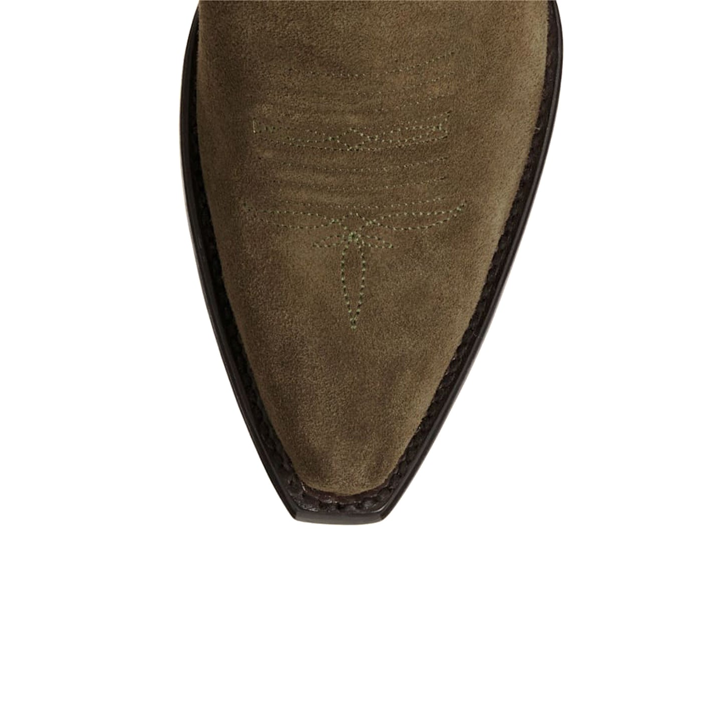 Green Faux Suede Snip-Toe Embroidery Sleek Mid Calf Classic Cowgirl Boots
