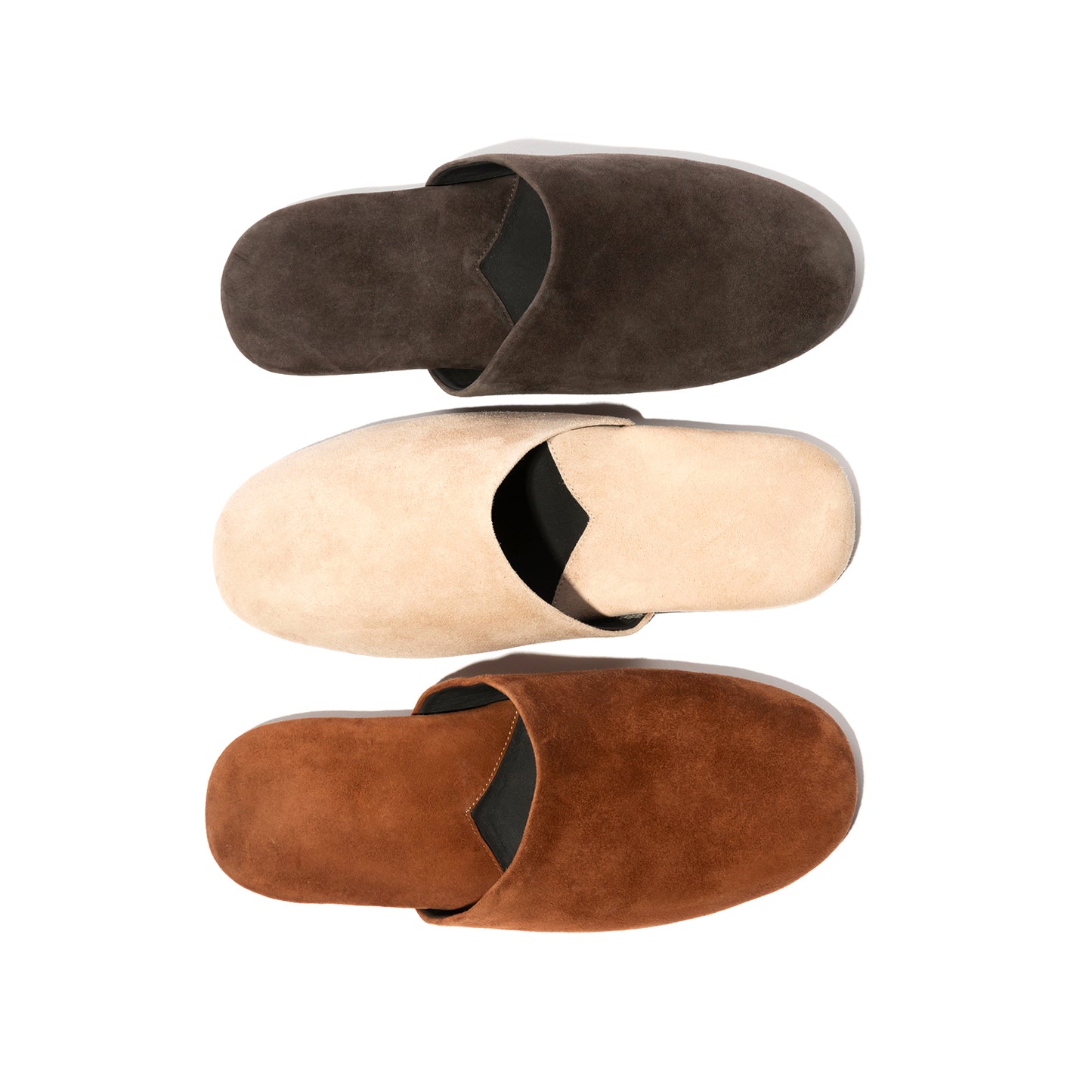 Brown Faux Suede Round-Toe Slip-on Backless Ballet Flats