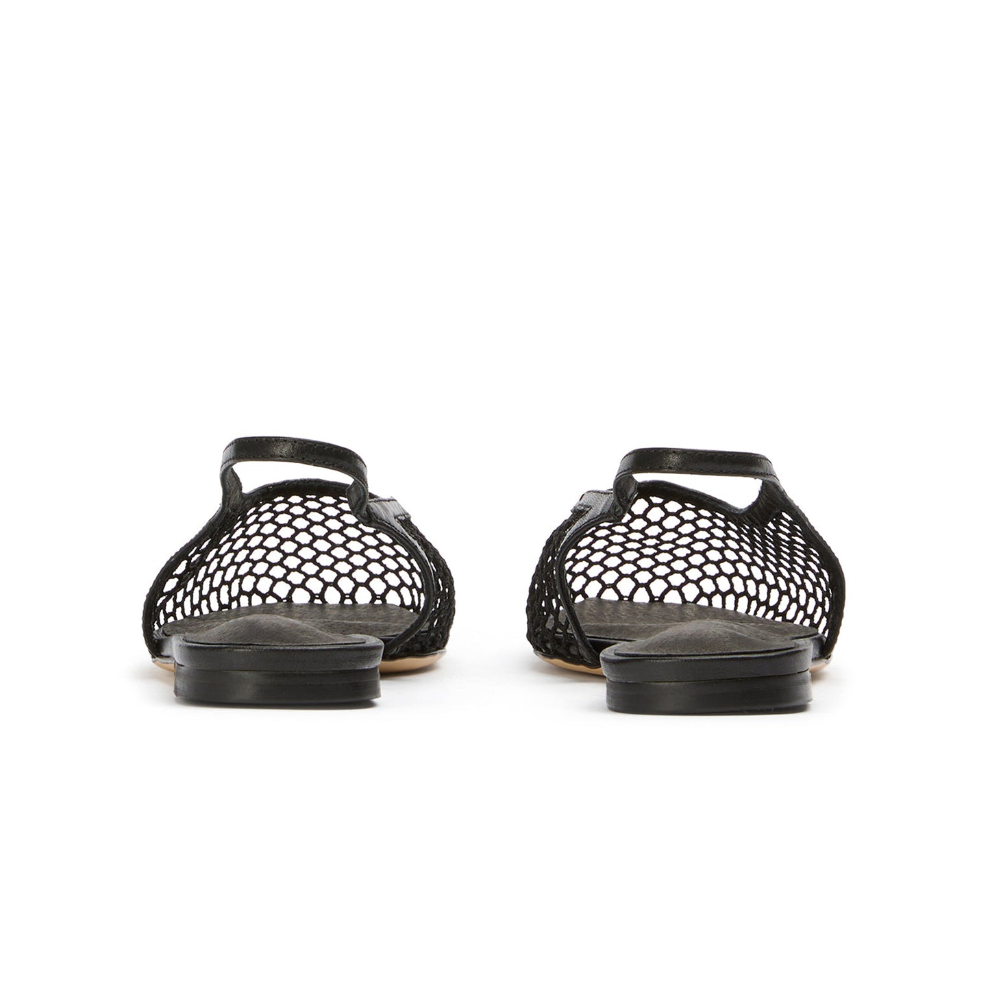 Black Mesh Square-Toe Sleek Slip-On Slingback Flats
