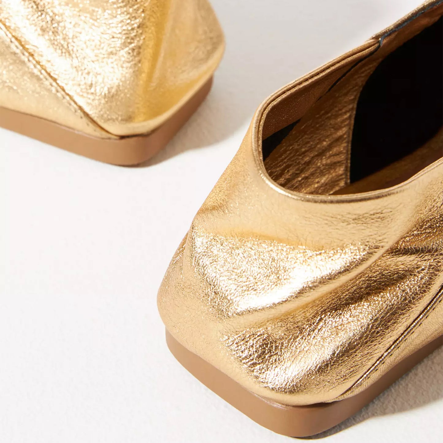 Metallic Gold Mary Jane Ballet Flats – Square Toe Bow Flats