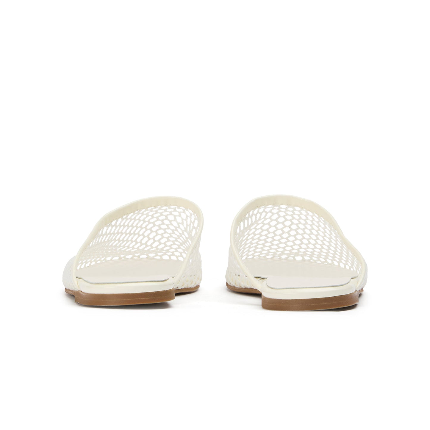 White Mesh Round-Toe Sleek Slip-On Backless Flats