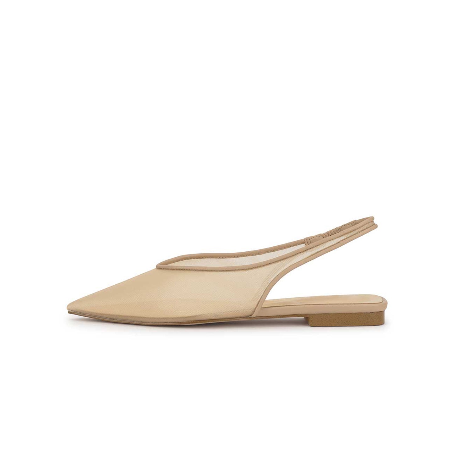 Sand Mesh Pointed-Toe Flowers Embroidery Back Strap Flats