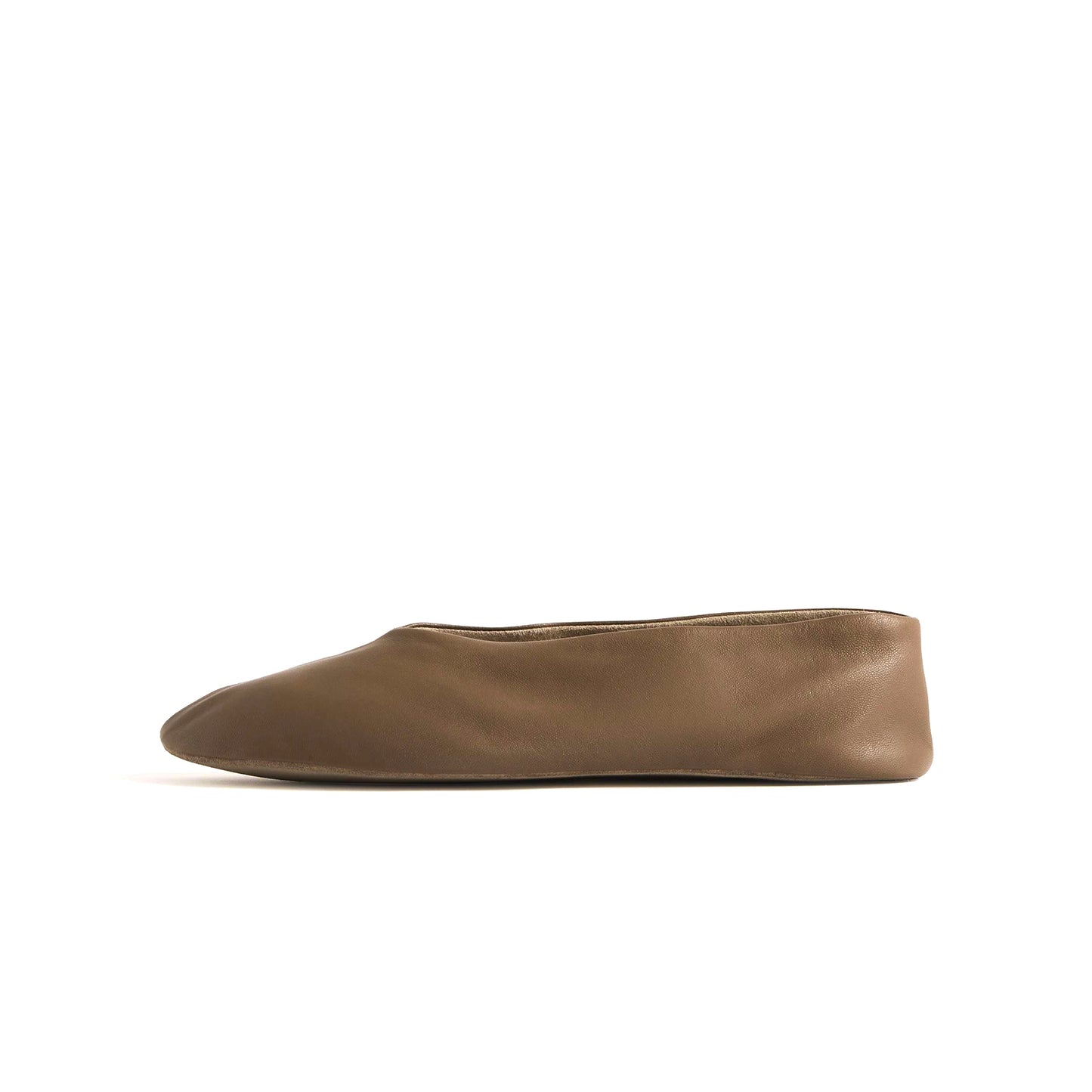 Dark Tan Round-Toe Classic Ballet Simple Flats