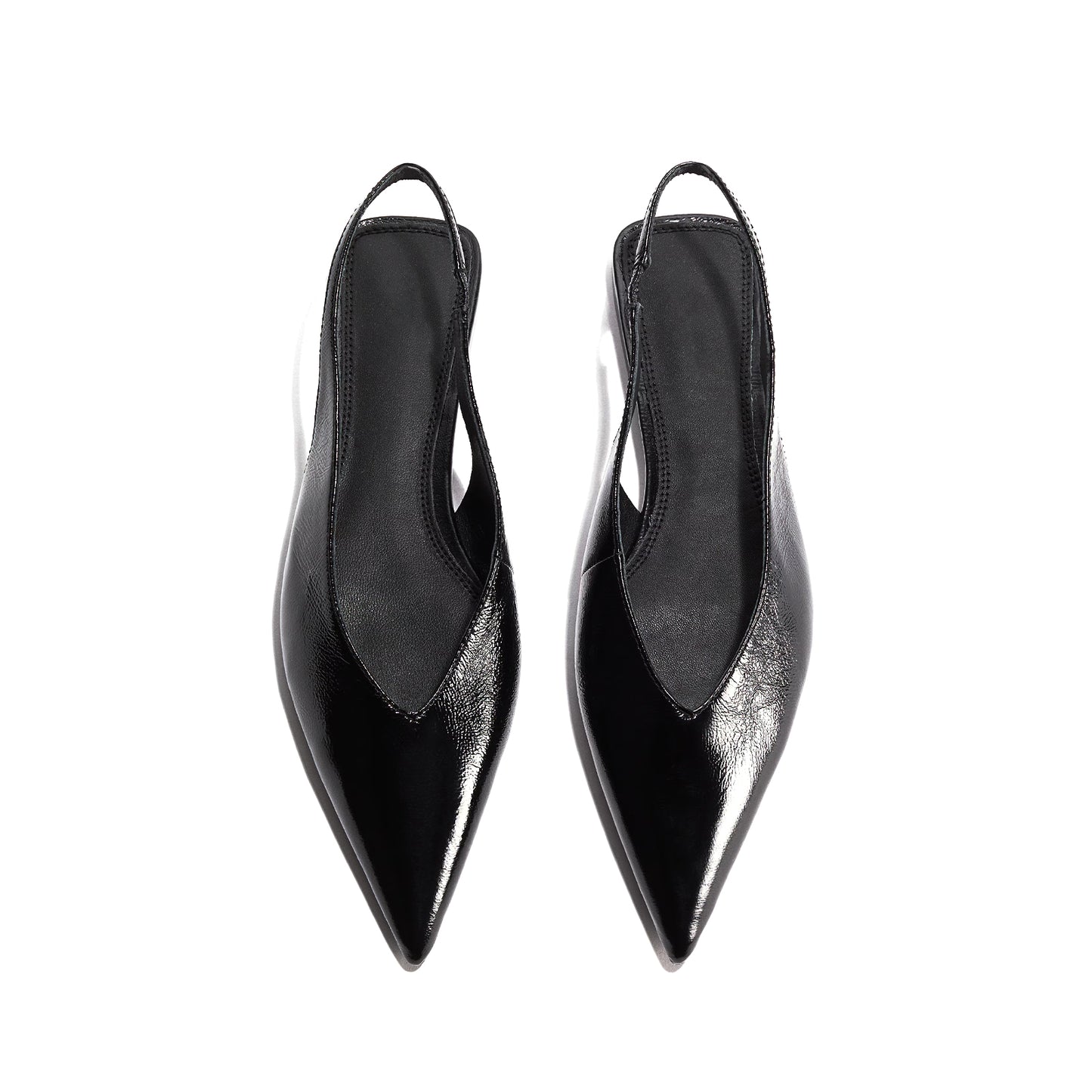 Black Simple Pointed-Toe Back Strap Chic Flats