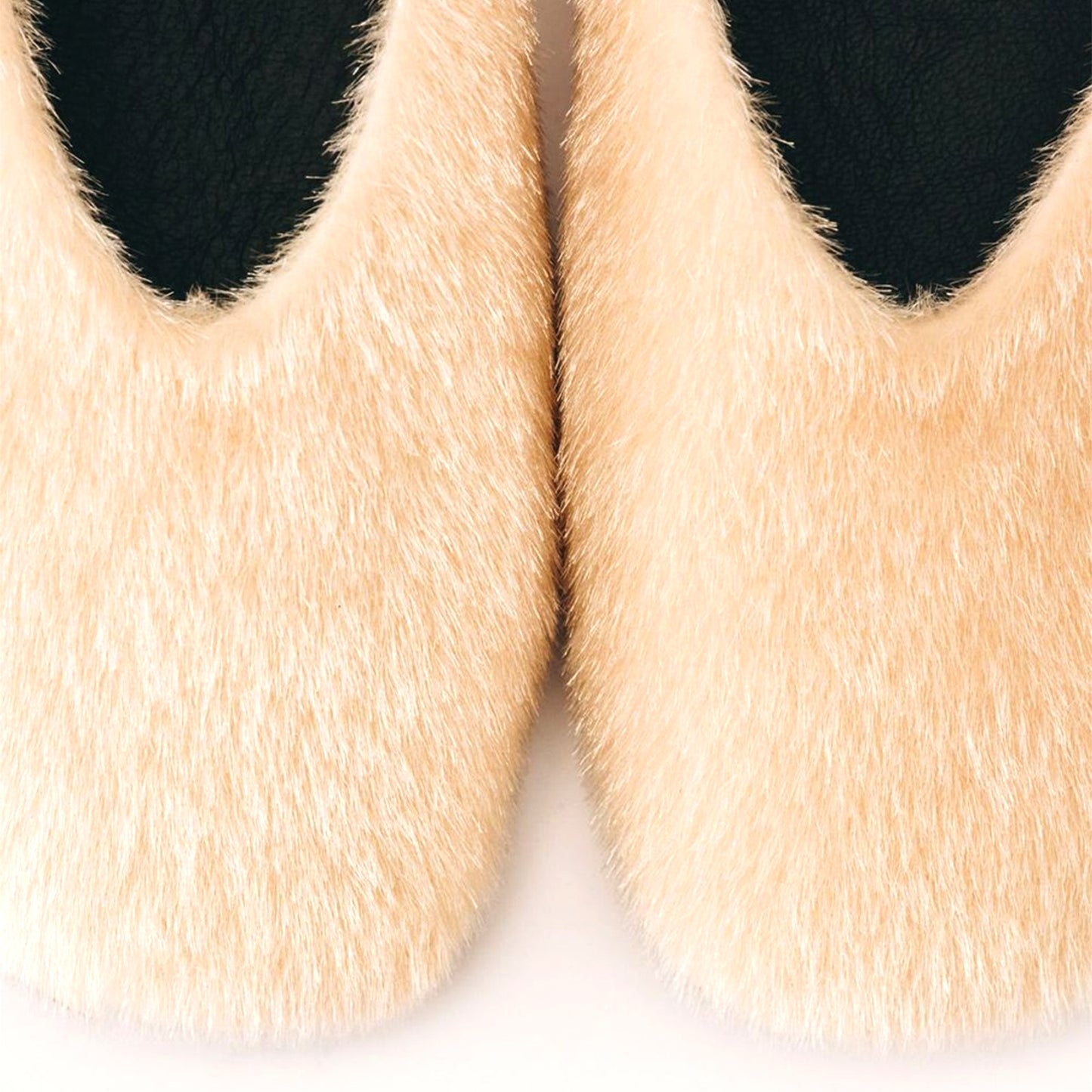 Cream Plush Square-Toe Ballet Classic Flats