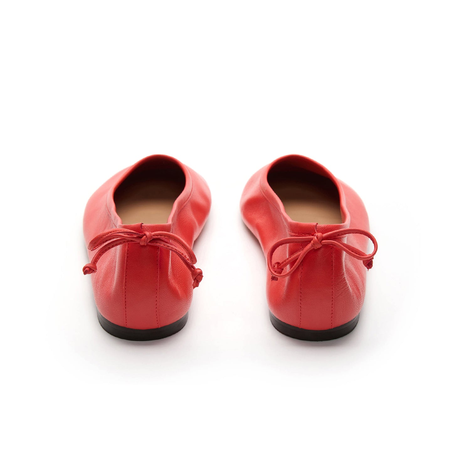 Red Round-Toe Back Bow Classic Ballet Flats