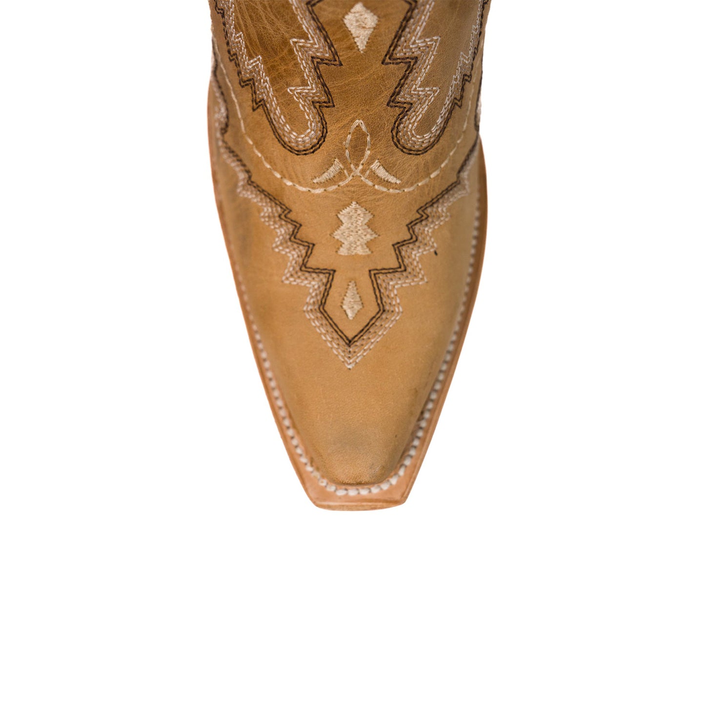 Tan Snip-Toe Stylish Embroidery Half-Zip Classic Knee High Cowgirl Boots