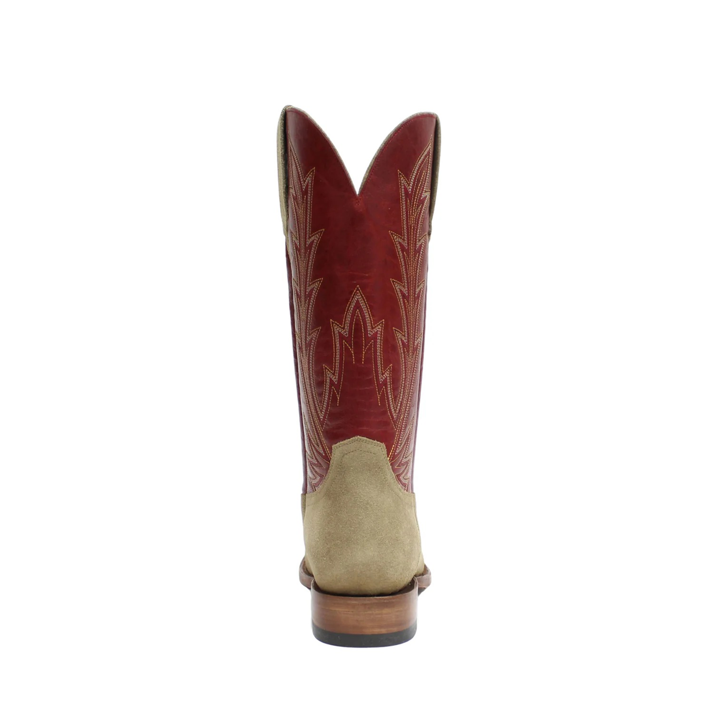 Contrast Red And Sand Square-Toe Embroidery Mid Calf Cowgirl Boots