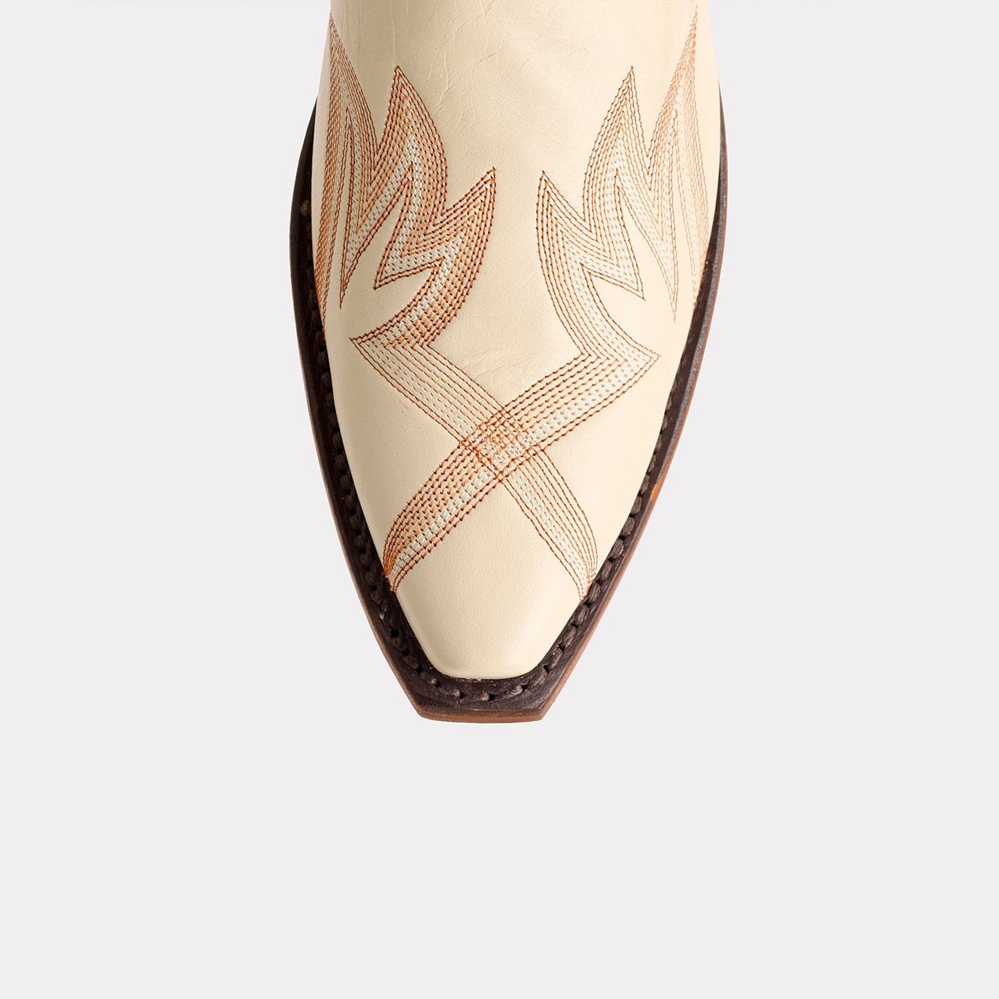 Bone Snip-Toe Western Embroidery Mid Calf Chic Cowgirl Boots