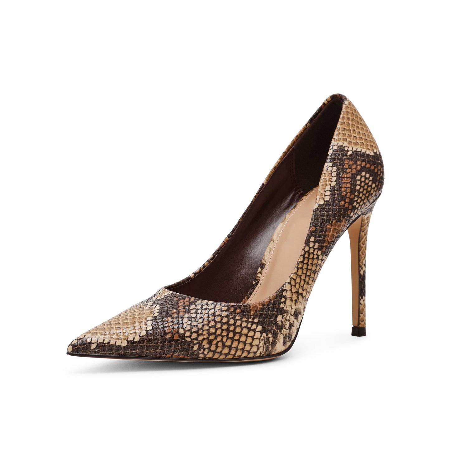 Snakeskin Classic Pointed-Toe Slip-On High Heels Pumps