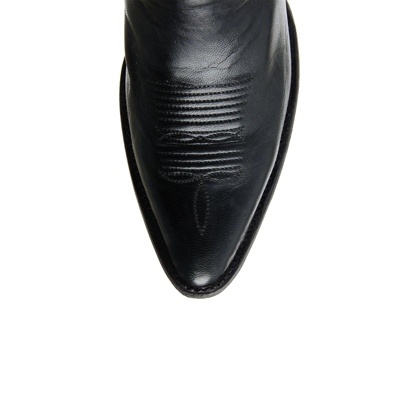 Black Almond-Toe Embroidery Ankle Cowgirl Boots
