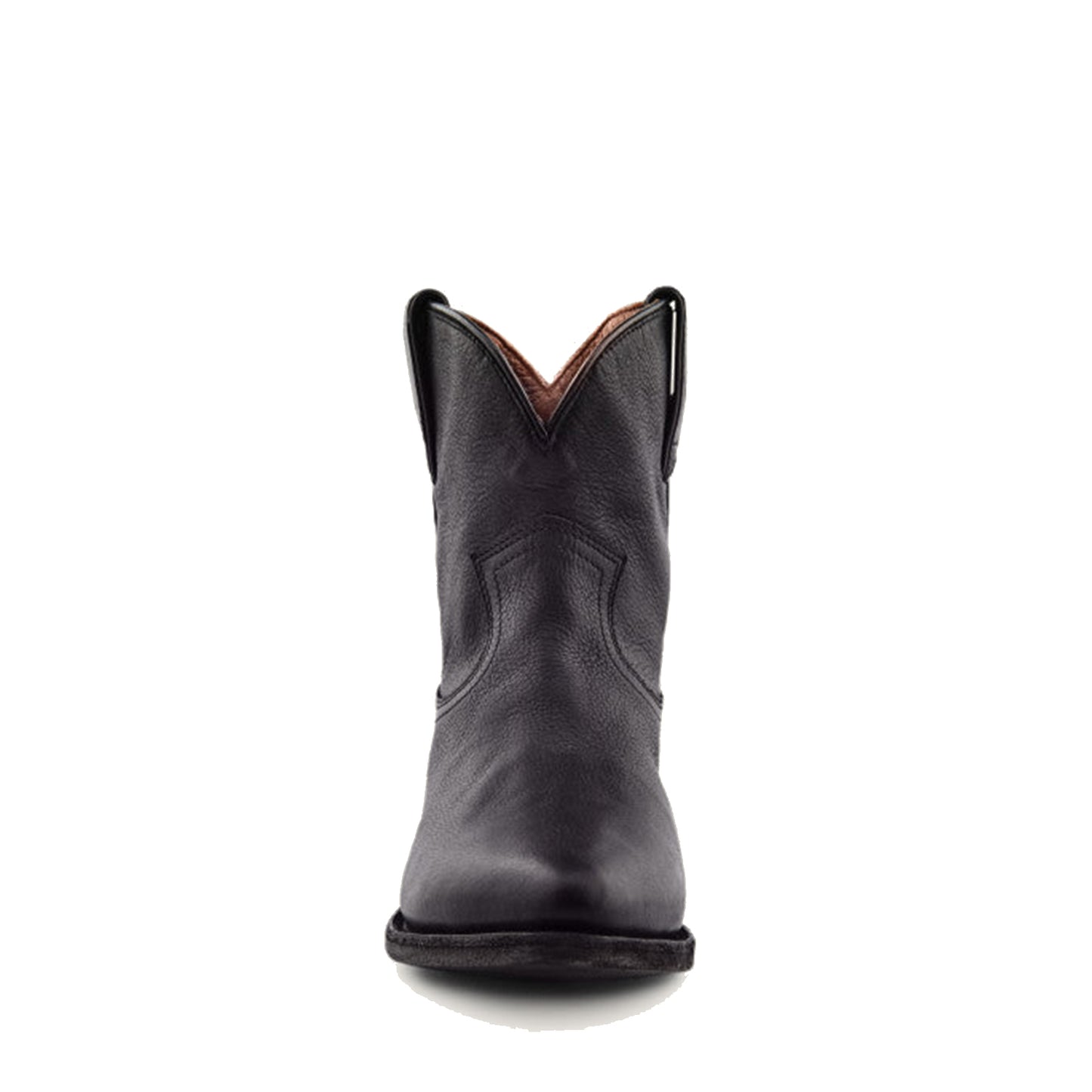 Black Round-Toe Simple Slip-On Ankle Cowgirl Boots