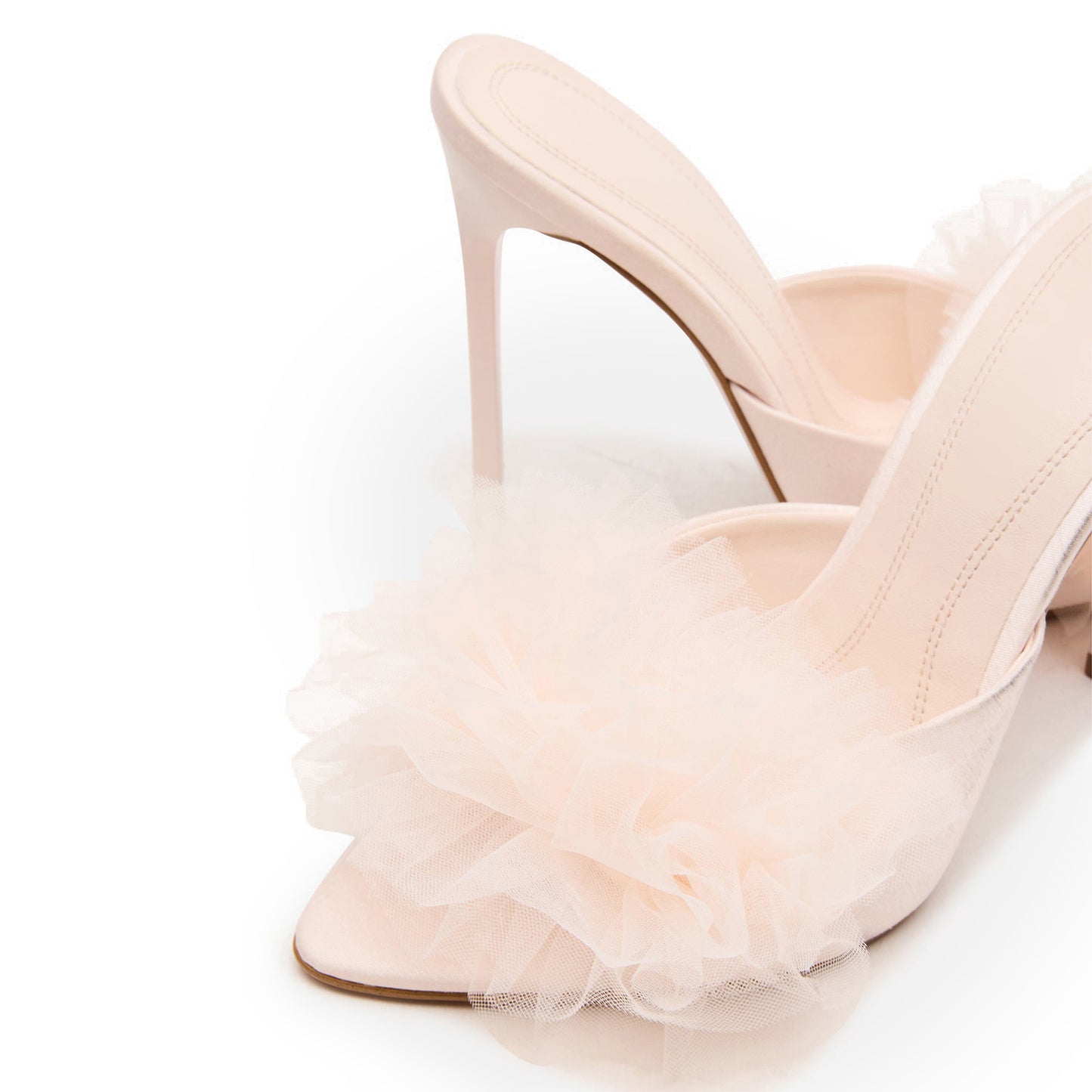 Light Pink Mesh Pointed-Toe Classic Slip-On High Stiletto Heels