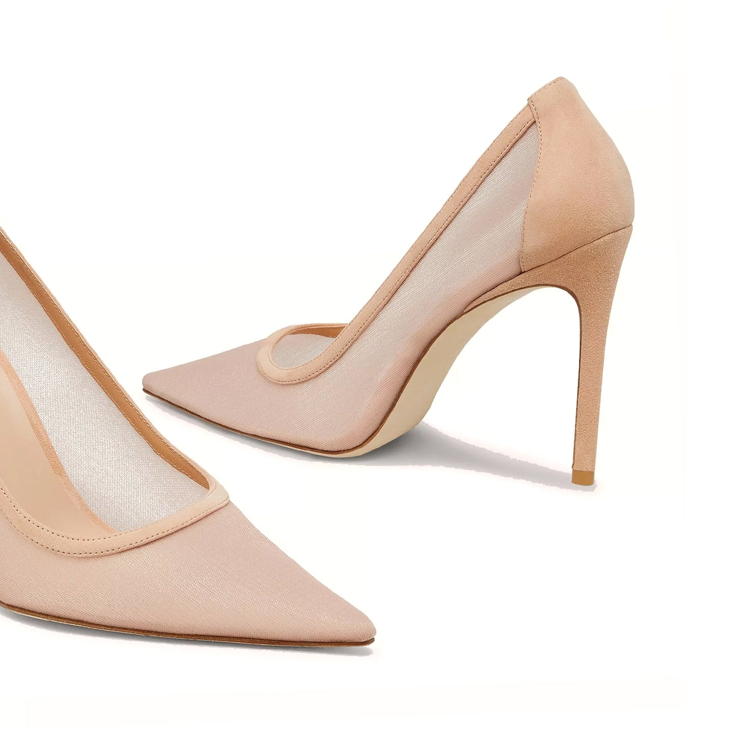 Ginger Yellow Mesh Pointed-Toe Slip-On High Heels