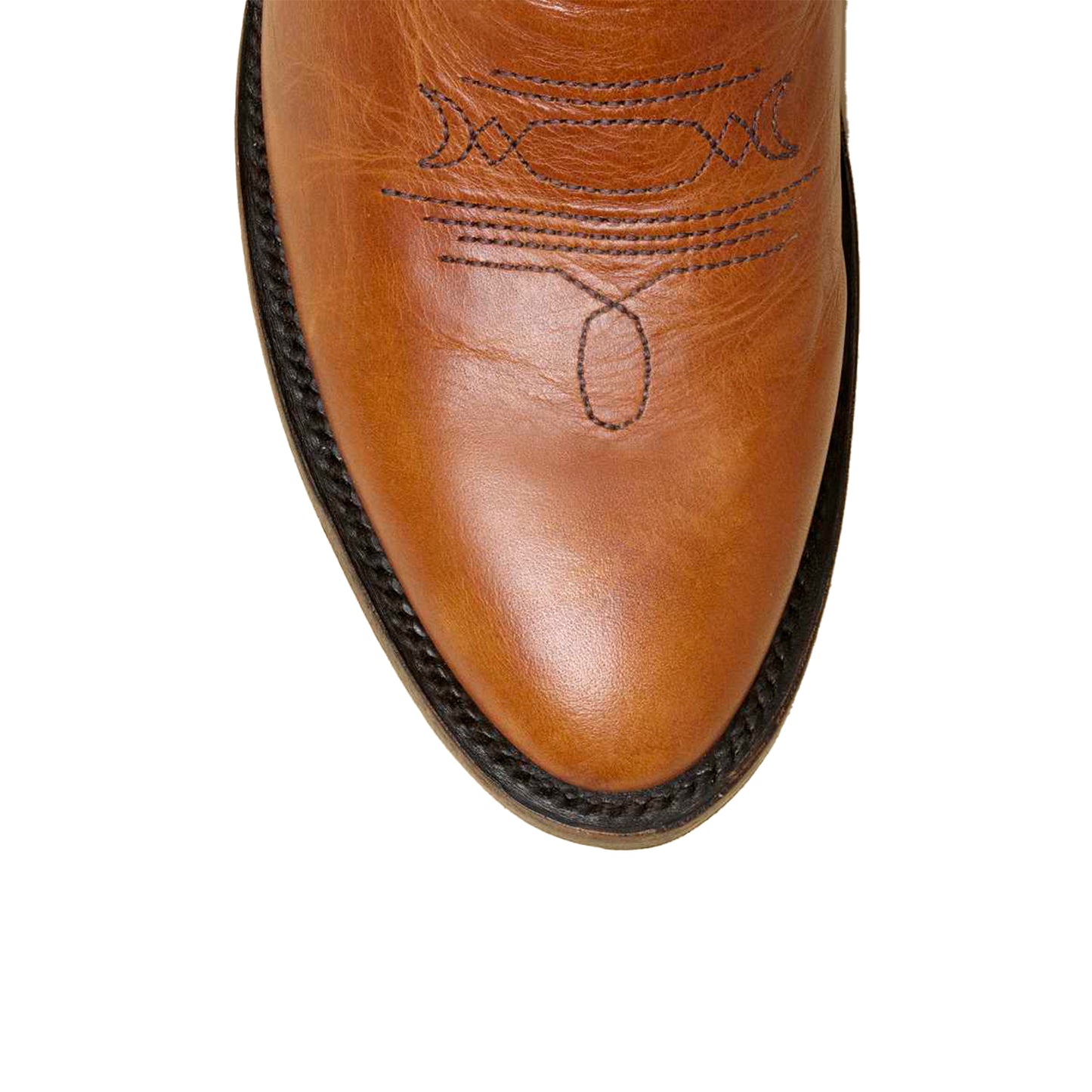 Cognac Round-Toe Classic Embroidery Mid Calf Cowgirl Boots For Women