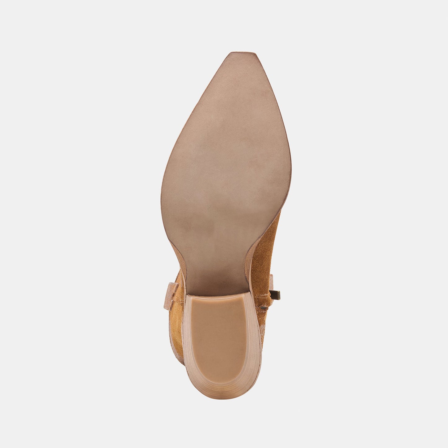 Tan Faux Suede Almond-Toe Stylish Floral Embroidery Half-Zip Mid Calf Cowgirl Boots